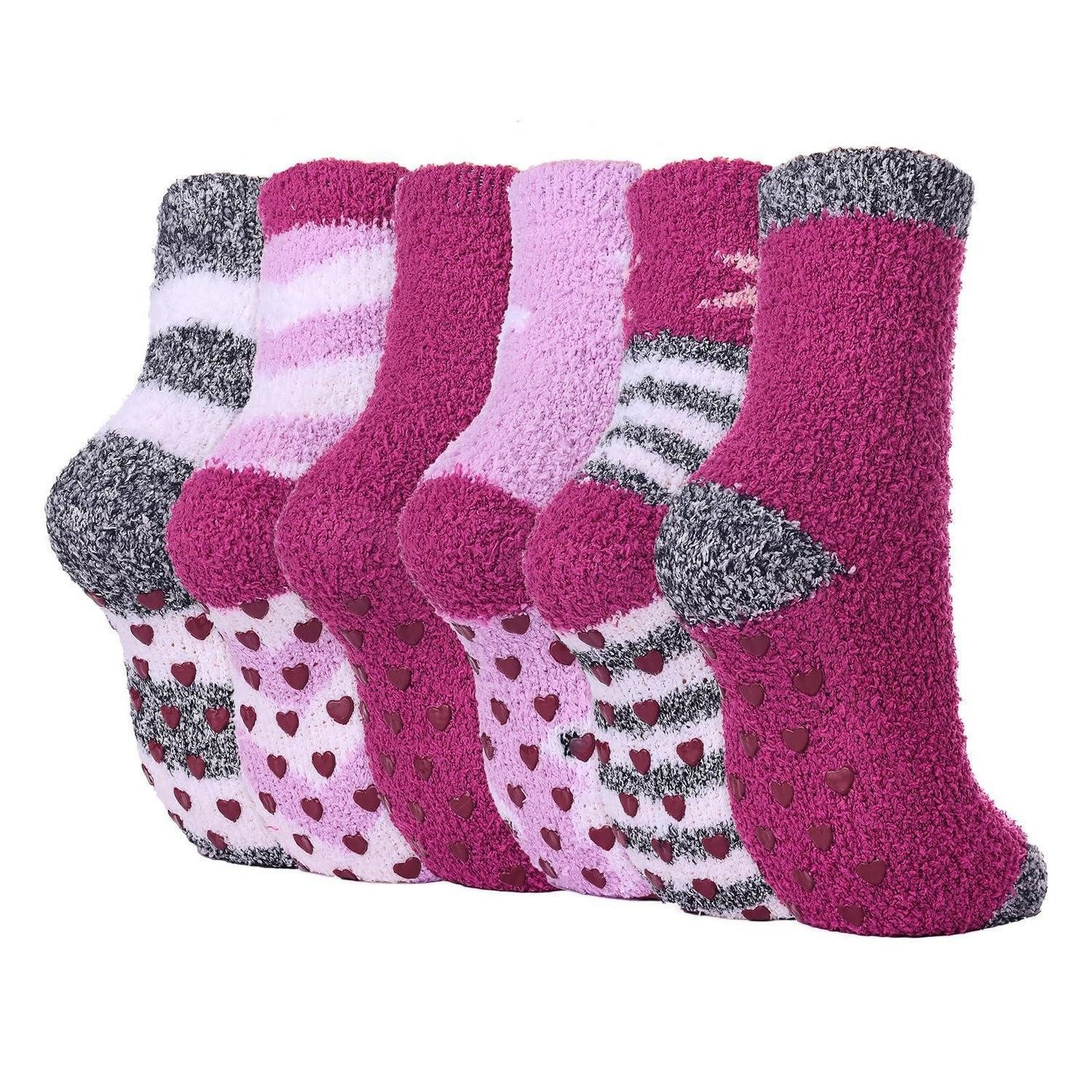 LuxusKollektion Kuschelsocken Kuschelsocken Damen Lila Einheitsgröße 6 Paar
