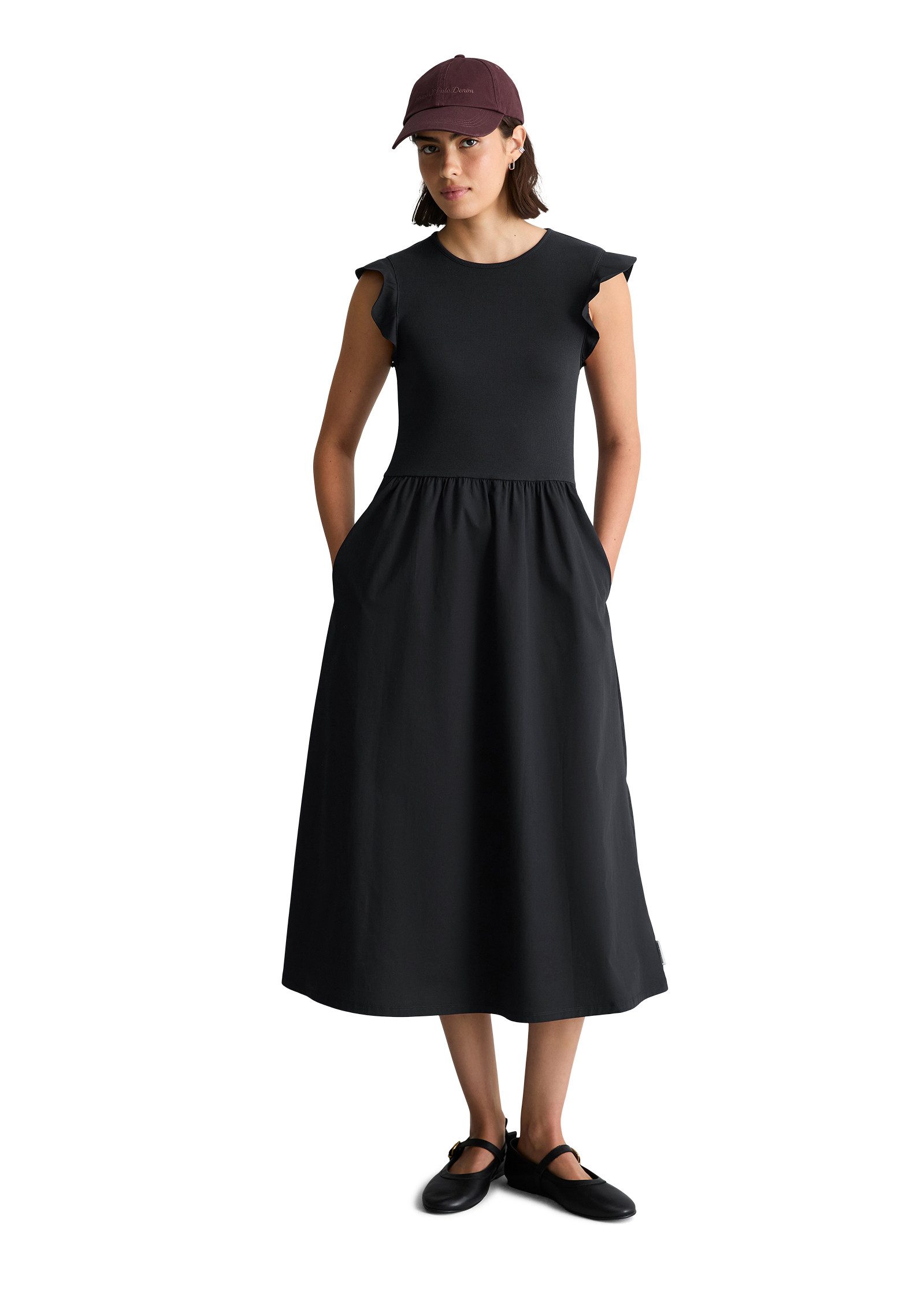 Marc O'Polo DENIM Jerseykleid flared mit Baumwoll-Popelinerock