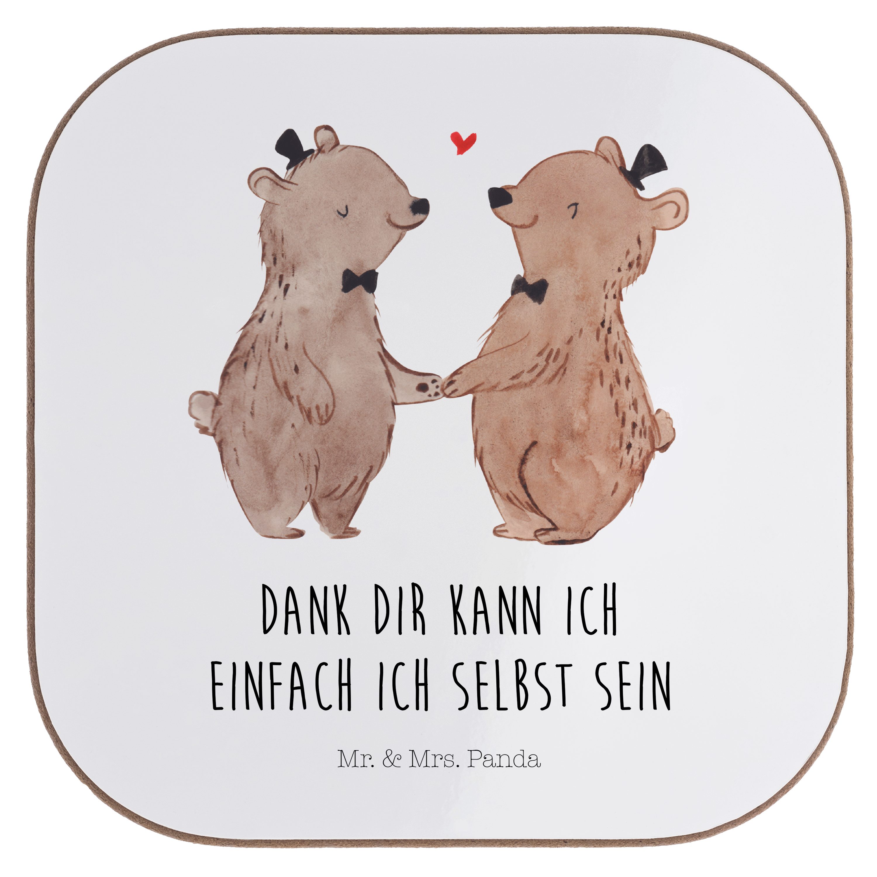 Mr. & Geschenk, Getränkeuntersetzer - Bären Weiß Pride Gläser, Untersetzer Mrs. Pärchen Panda Gay Trauun, 1-tlg. 
