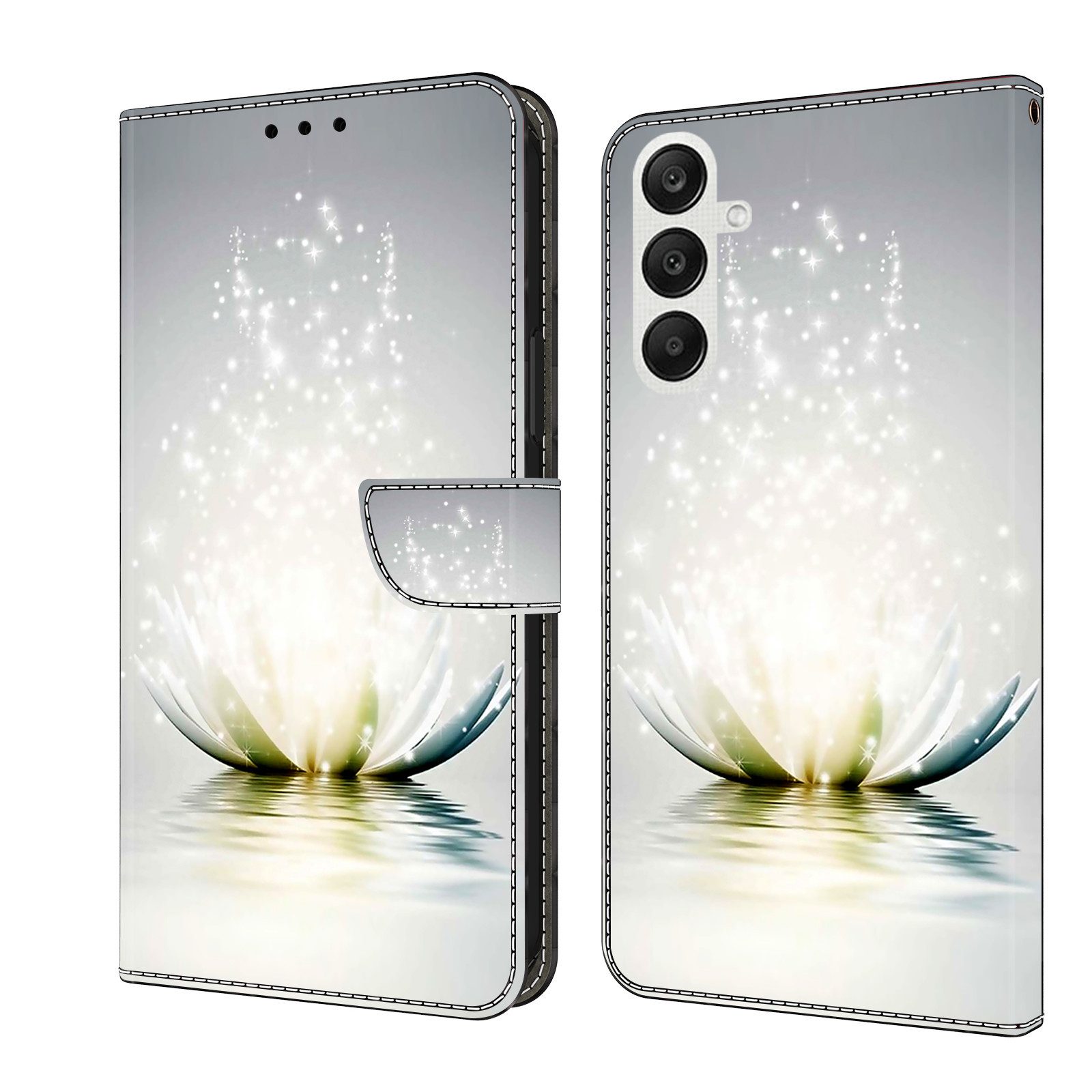 CLM-Tech Handytasche für Samsung Galaxy A56 5G Hülle aus PU-Leder Klapphülle (Lotus Lampe, Handyhülle mit Standfunktion - Wallet Flip Case inklusive Kartenfächer), Cover mit Magnetverschluss Samsung Galaxy A56 5G Schutzhülle
