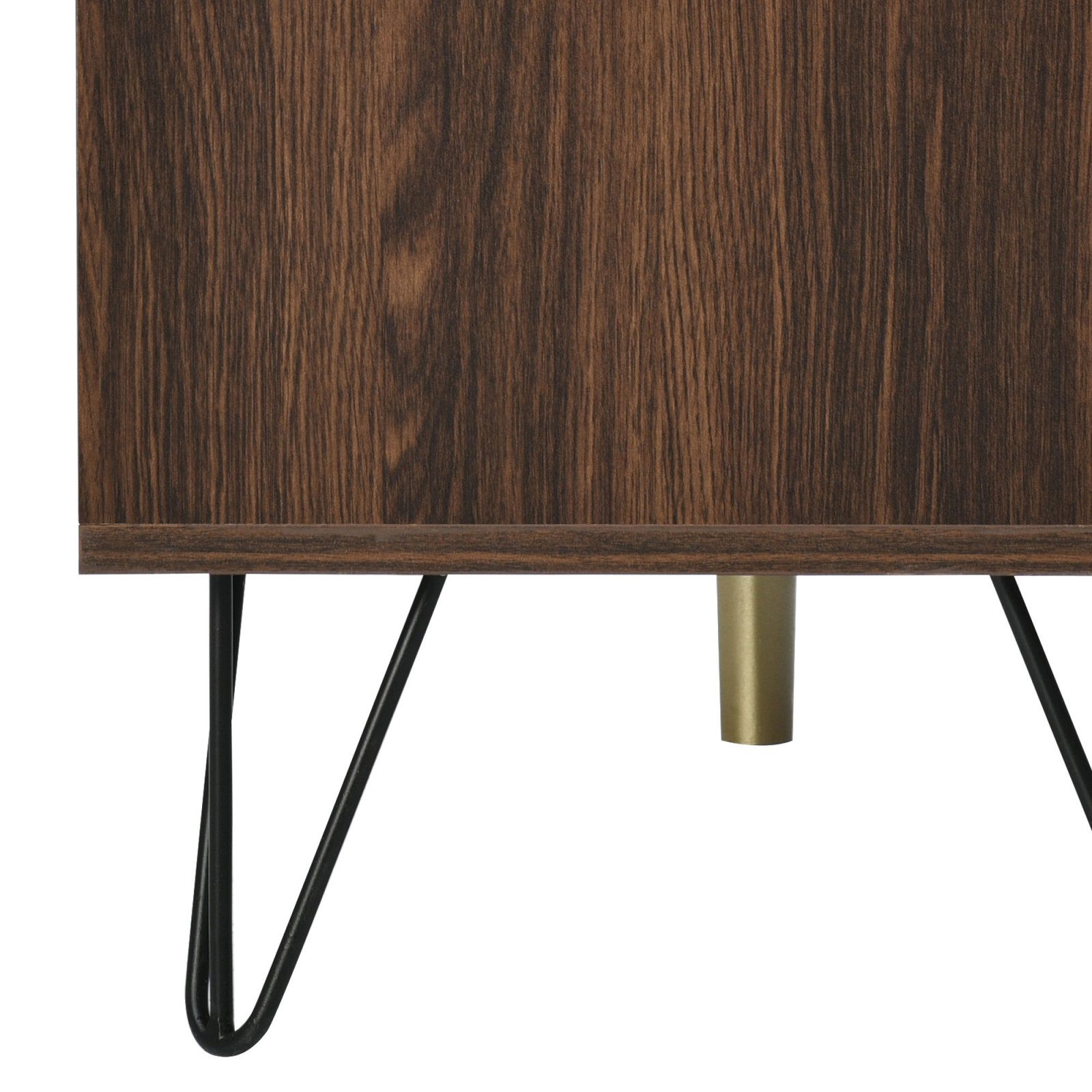 Simurq TV-Schrank TV-Lowboard 155 cm in Holzoptik (Goldfarbene Griffe, modernen Stil) Moderner TV-Schrank,3 Bogenfächer, Weiß und Natur – Bild 5 von 5