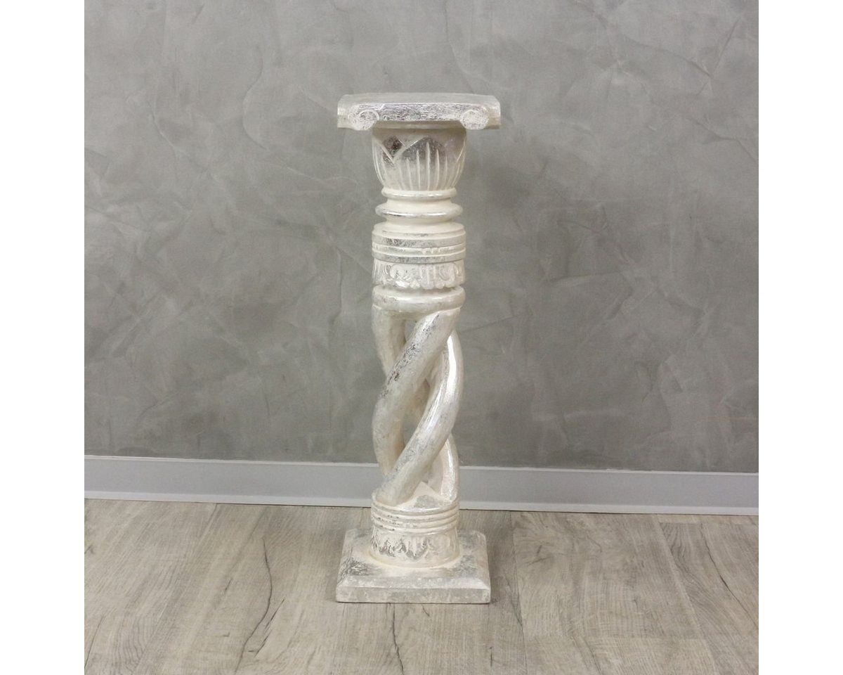 Thumbnail - Oriental Galerie Blumenhocker Gedrehte Säule Antik Silber 60 cm klein (1 St)