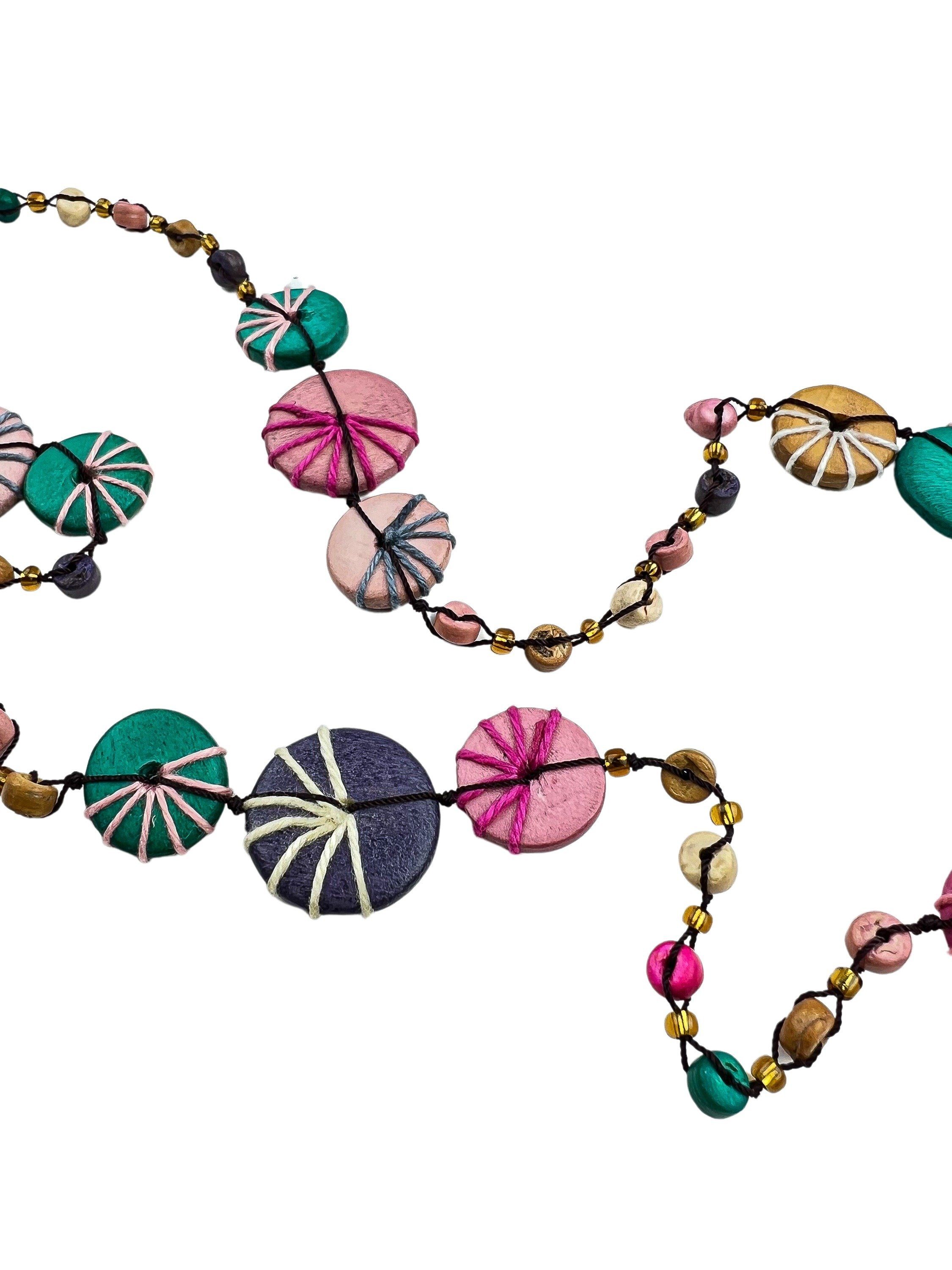 COLLEZIONE ALESSANDRO Lange Kette Grace, echte Holzscheiben