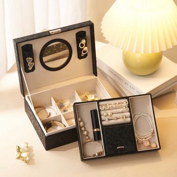 FIDDY Schmuckkassette Damen-Schmuckschatulle mit großem Fassungsvermögen, (1 St), Schmuckschatulle mit Schloss, Schmuckaufbewahrungsbox als Geschenk