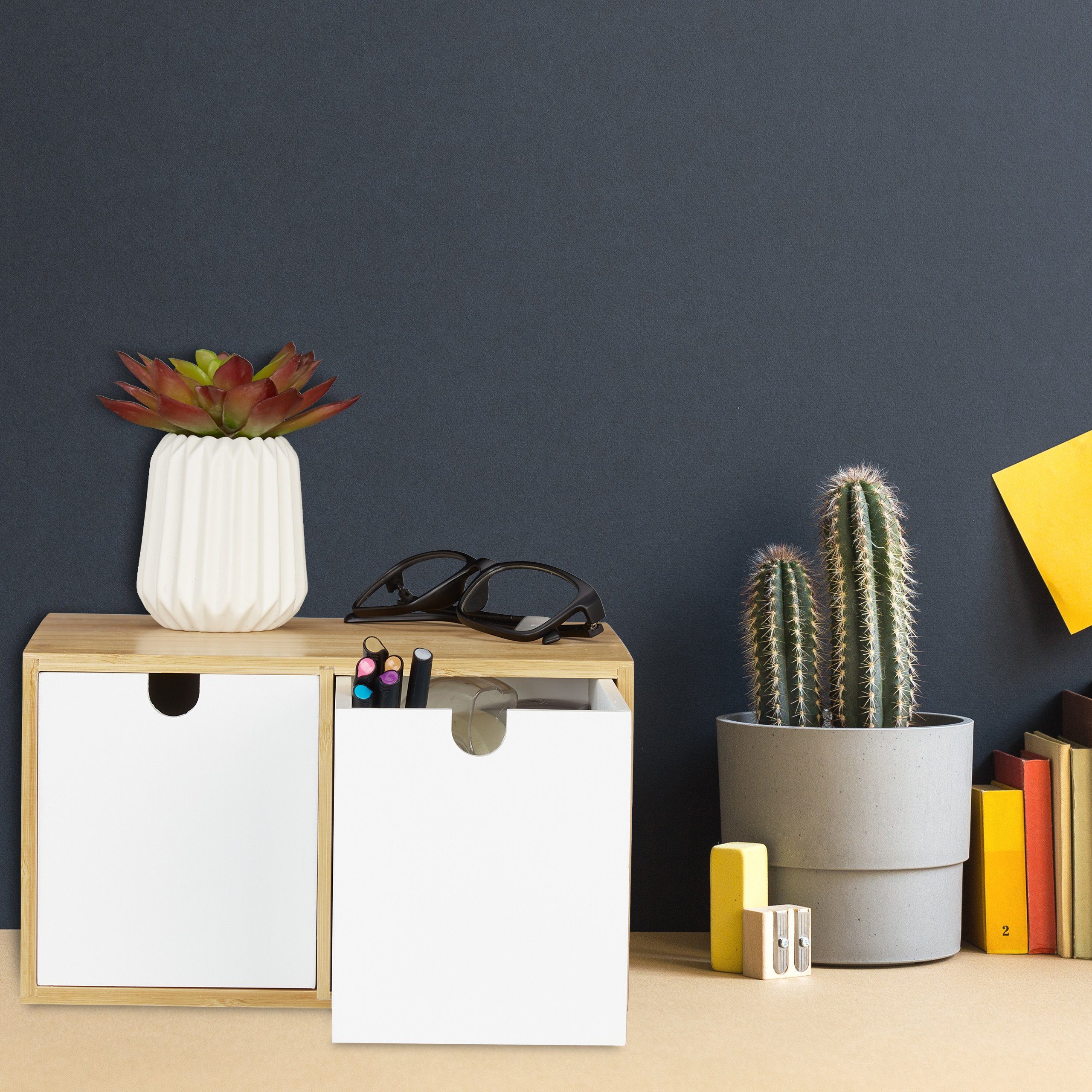 relaxdays Schreibtischaufsatz Schreibtisch Organizer 2 Schubladen, günstig online kaufen