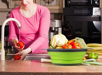 Alster Herz Küchensieb Faltbarer Küchensieb Abtropfsieb Nudelsieb, Platzsparend, Grün, H0282, (1-St), ideal zum Abtropfen von Nudeln, Gemüse, Obst