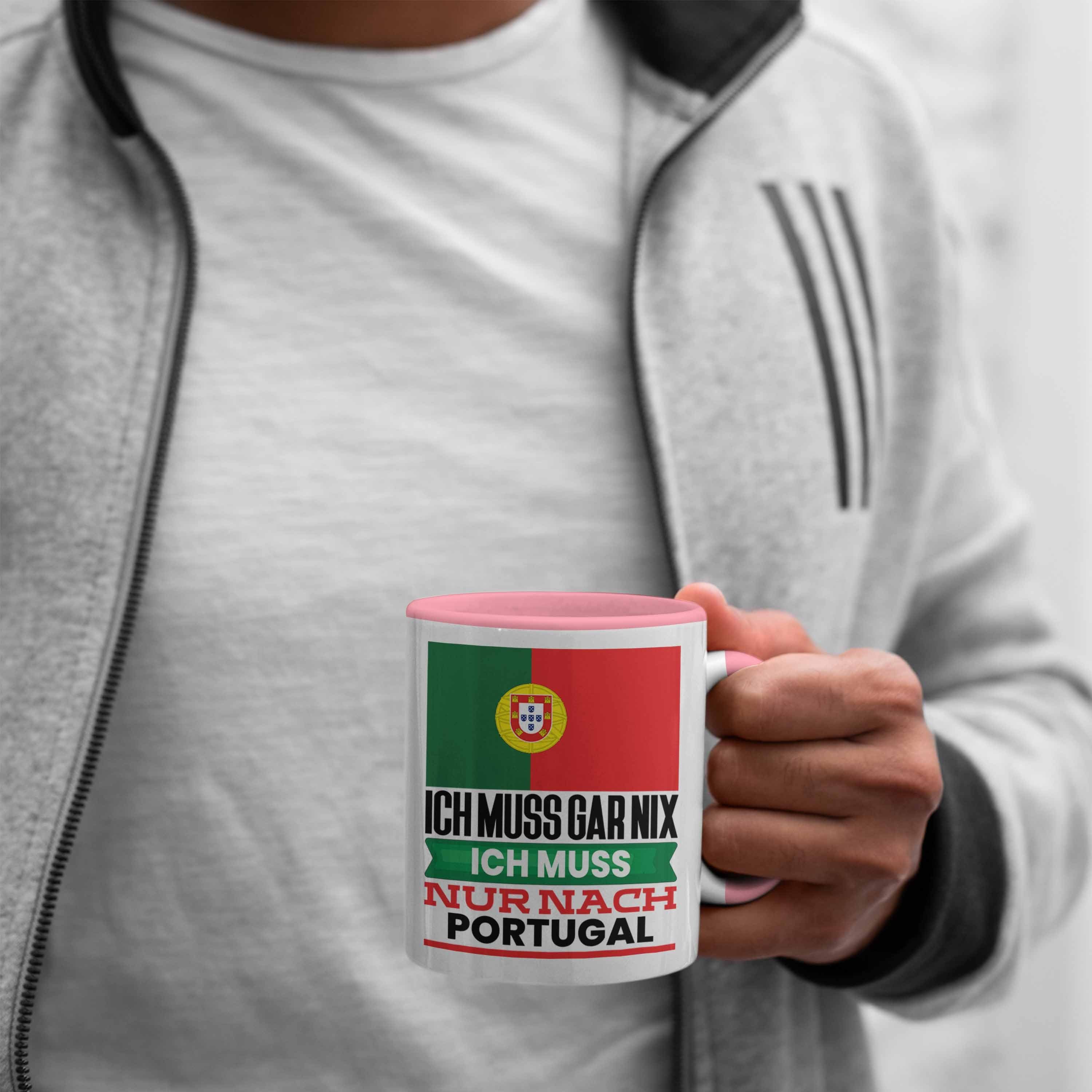 Tasse für Trendation Rosa Tasse Portugiesen Geschenkidee Geburtstag Portugal Urlaub Geschenk