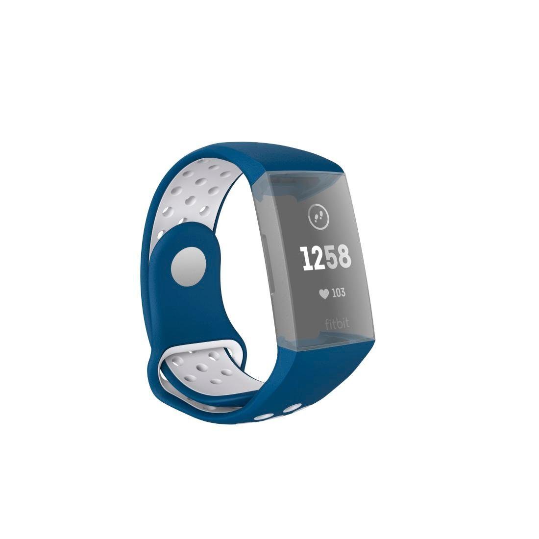 Sportarmband, - Fitbit Smartwatch-Armband 22mm, 3/4, Rutschfest atmungsaktives Hama Schmutzabweisend Charge - Abwaschbar Ersatzarmband blau