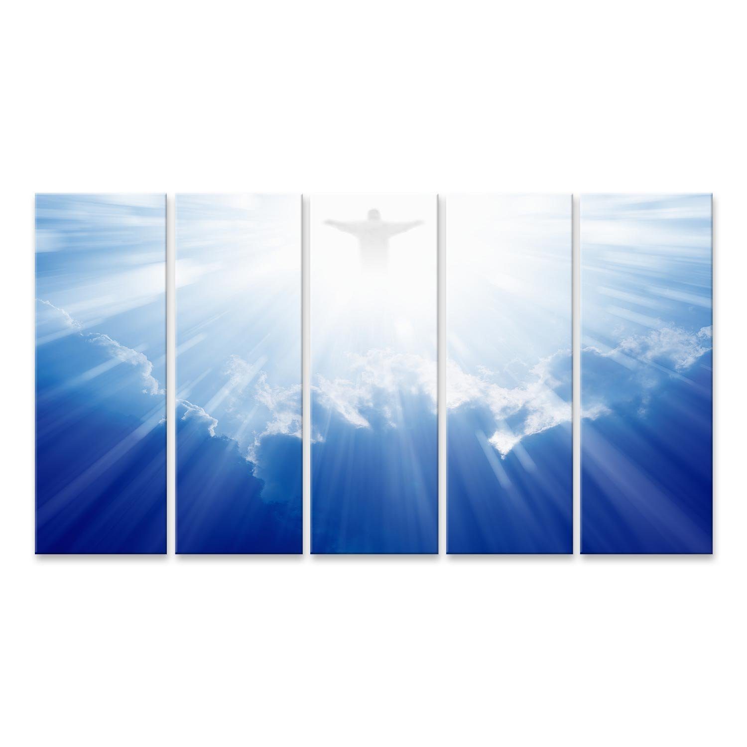 islandburner Leinwandbild Bild auf Leinwand Helles Licht von Jesus Christus in blauem Himmel mit