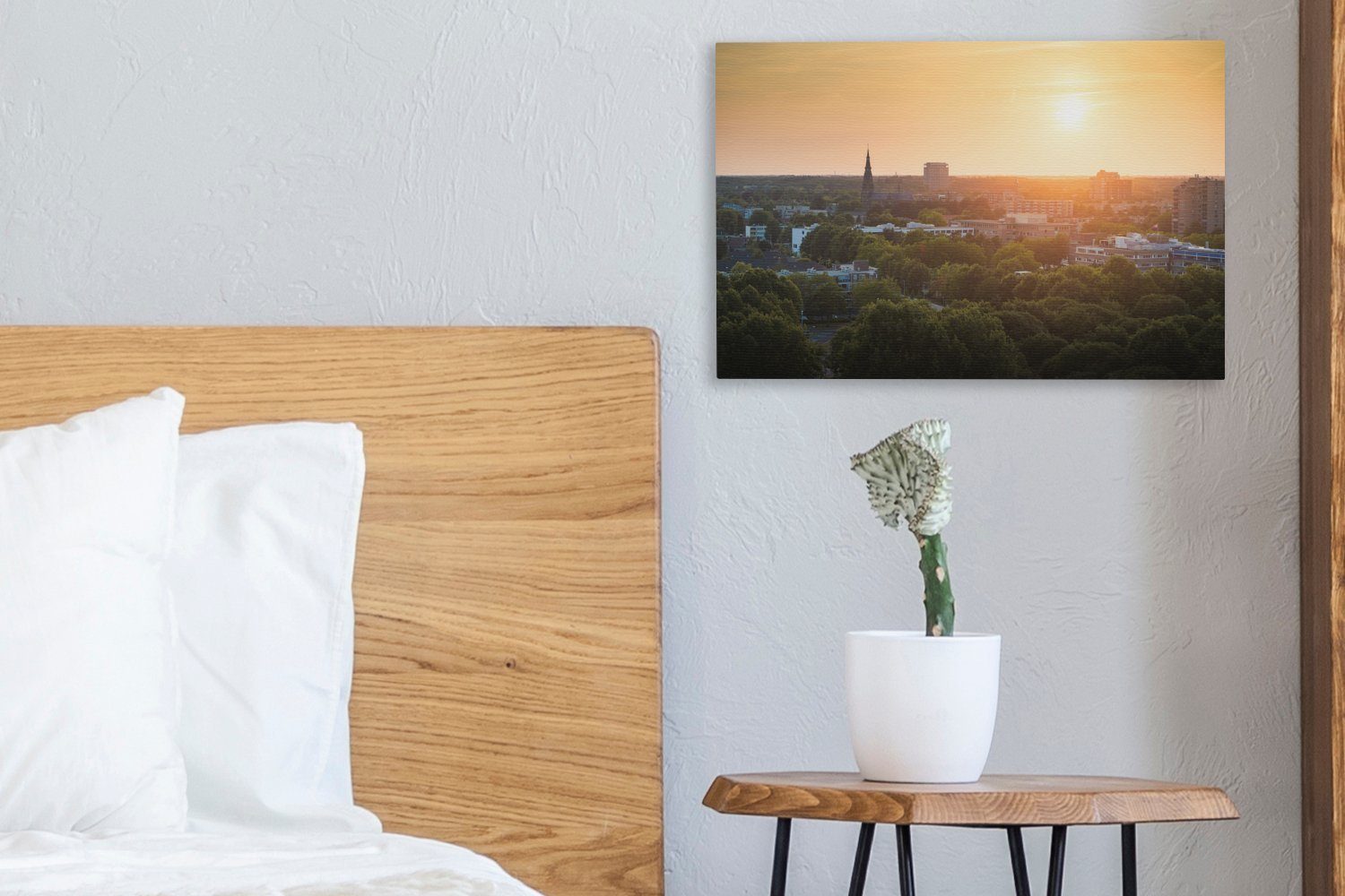 30x20 St), Wanddeko, Stadt Sonnenuntergang, Aufhängefertig, (1 Wandbild Leinwandbilder, - Leinwandbild cm Eindhoven - OneMillionCanvasses®