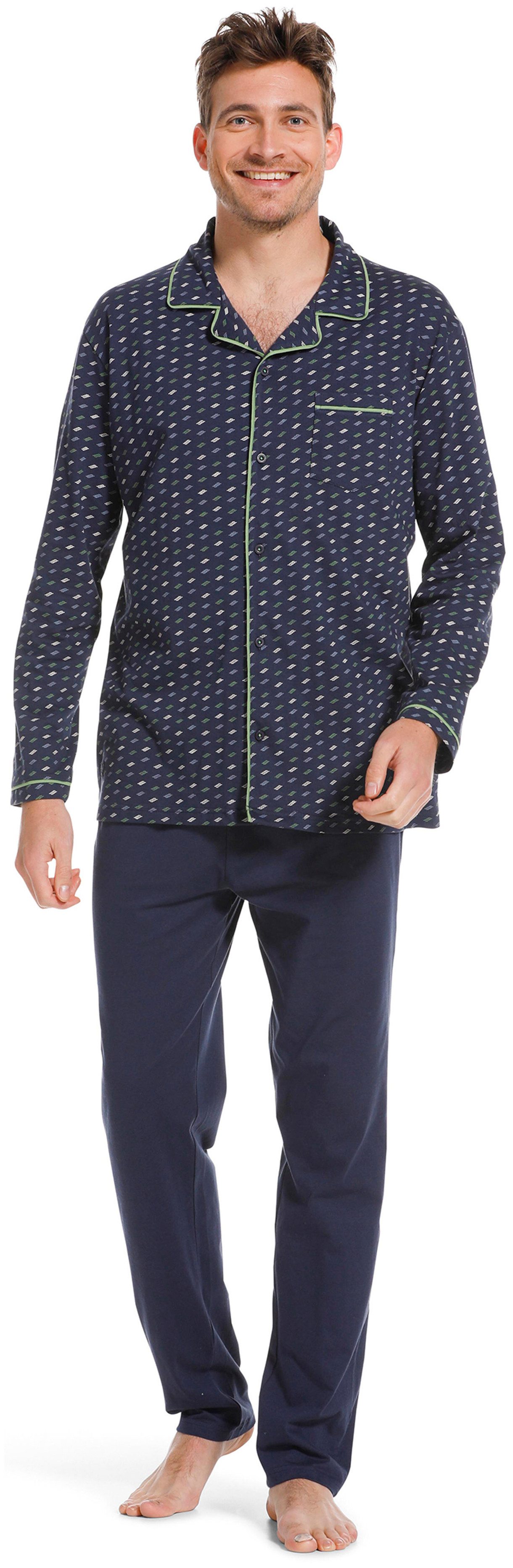 Schlafanzug Herren Pyjama geknöpft