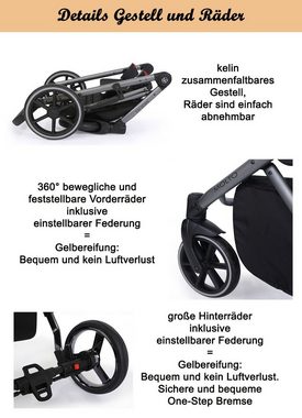 babies-on-wheels Kombi-Kinderwagen Molto 3 in 1 inkl. Autositz - 13 Teile - von Geburt bis 4 Jahre