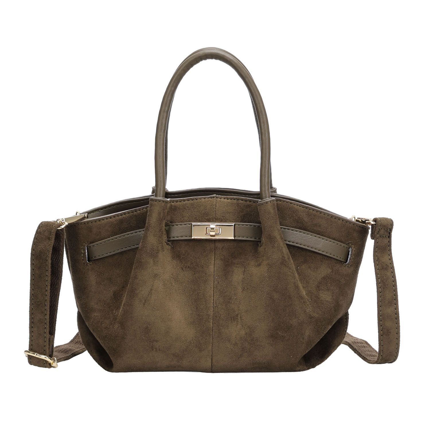 ITALYSHOP24 Schultertasche Damen Tasche Tote Bag Handtasche Wildleder Optik Mini Bag Business, Umhängetasche Samt Crossbody Damentasche Cross Over Freizeit Mini Bag