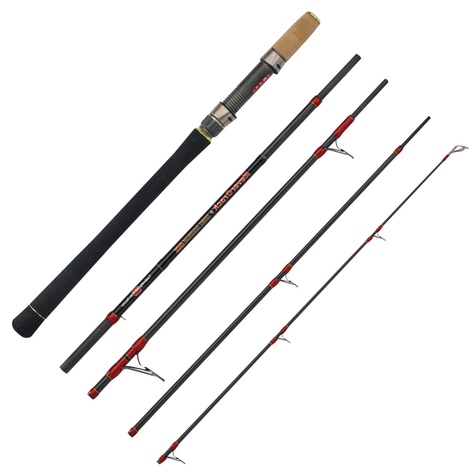 WFT Reiserute, (5-tlg), WFT High Carbon Never Crack II Travel 2,45m 40-180g Meeres-Reiserute