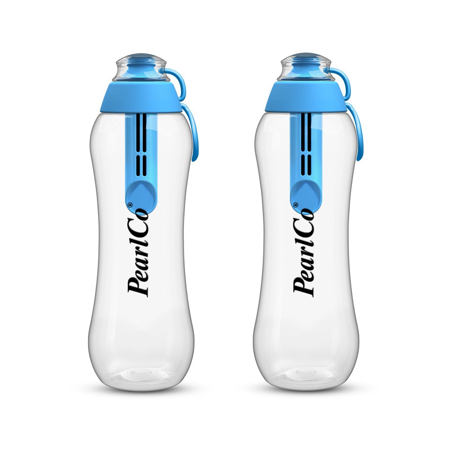 PearlCo Trinkflasche Zwei Trinkflaschen mit Filter 0,5 Liter blau