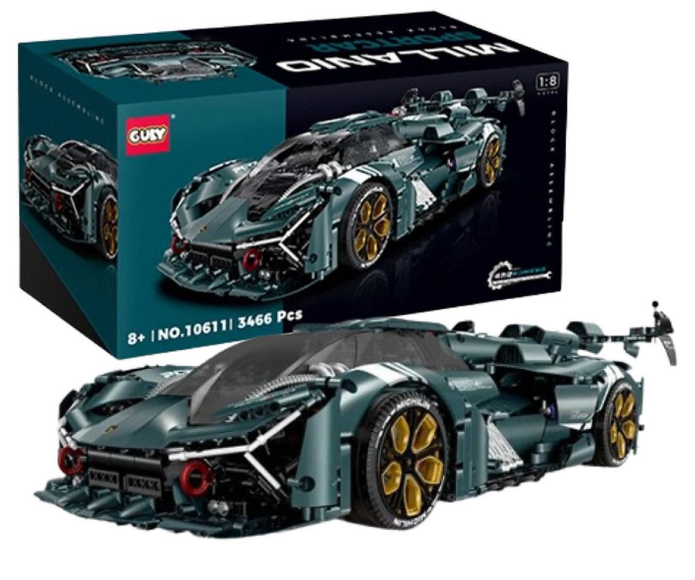 GULY Guly 10611 Millanio Sports Car 3.159 Teile RC-Version Konstruktions-Spielset, (3159 St)