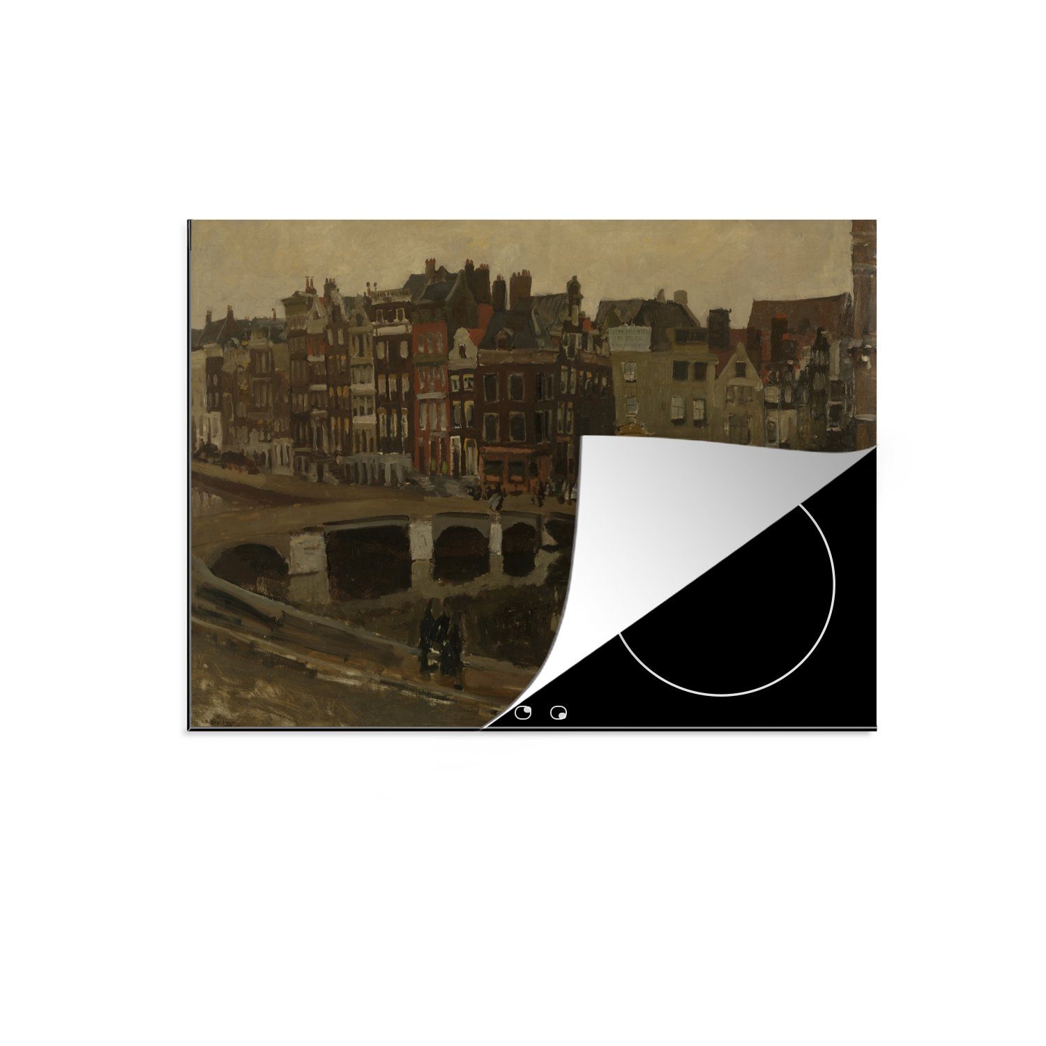 MuchoWow Herdblende-/Abdeckplatte Das Rokin in Amsterdam - Gemälde von George Hendrik Breitner, Vinyl, (1 tlg), 71x52 cm, Induktionskochfeld Schutz für die küche, Ceranfeldabdeckung