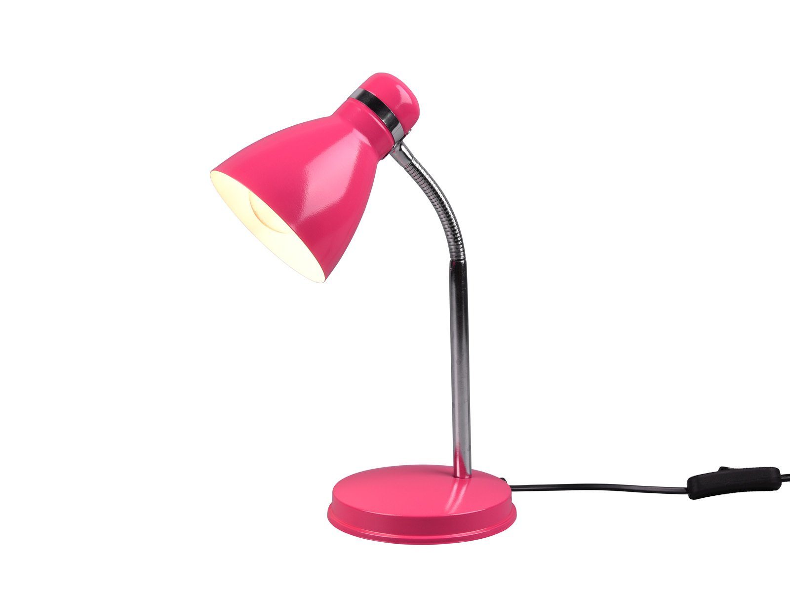 Schreibtischbeleuchtung LED & Chrom-Pink 33cm LED wechselbar, Leselampe Schreibtischlampe, H Arbeitsplatz-leuchte meineWunschleuchte Pink, Warmweiß,