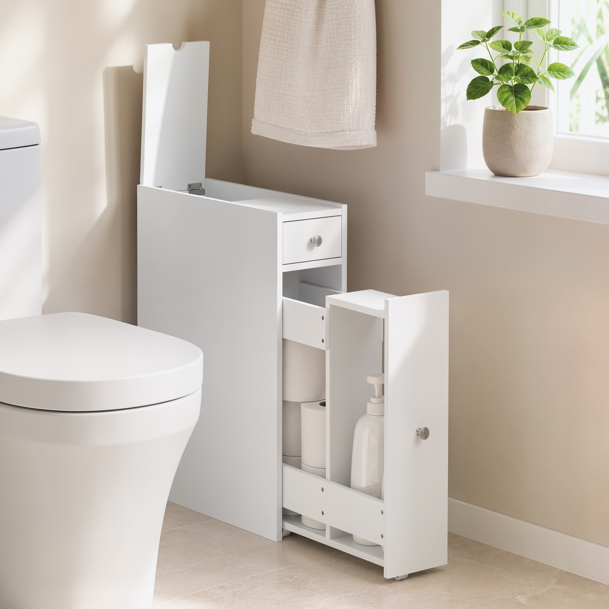 HOMCOM Badkommode Toilettenschrank für kleine Räume