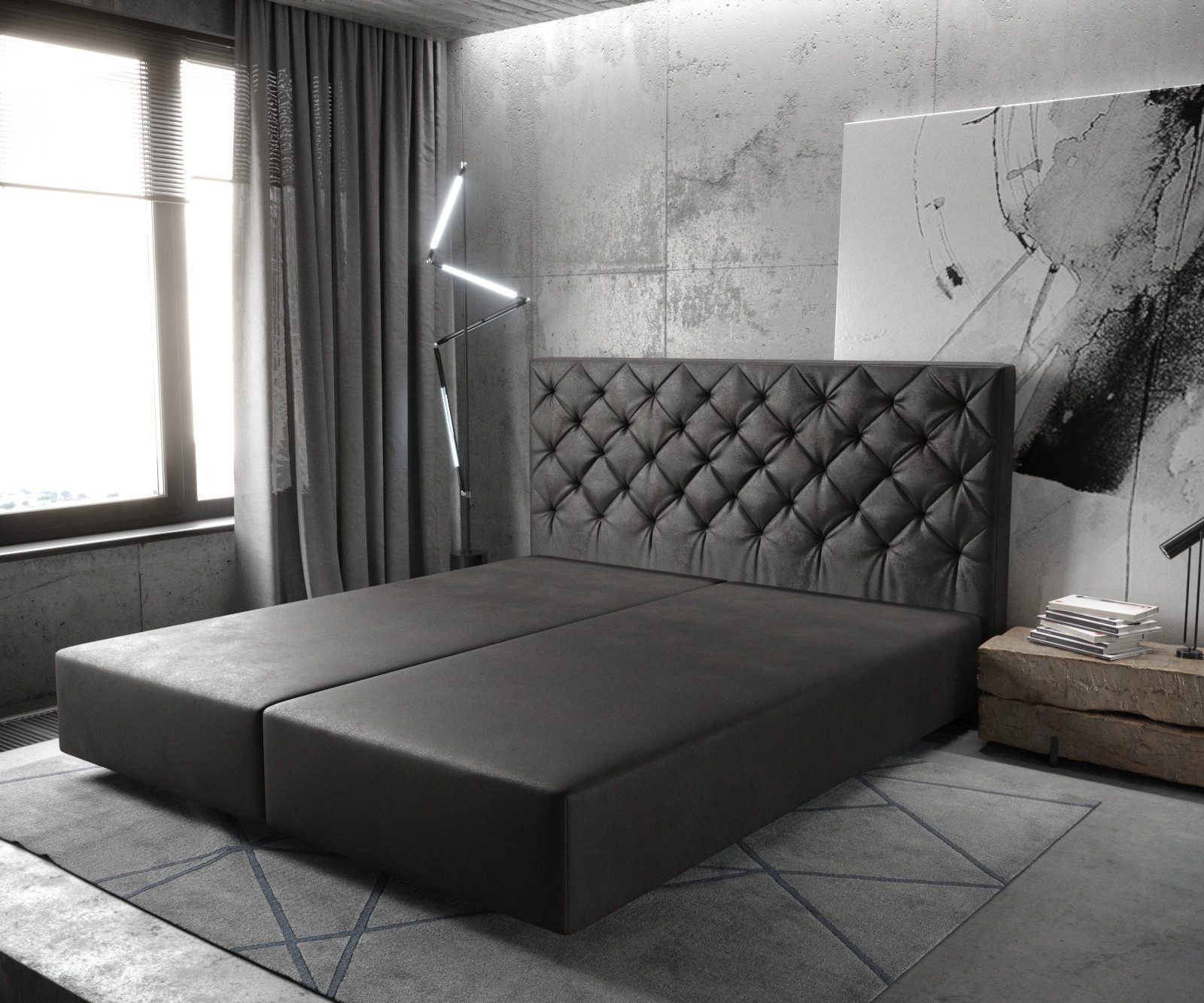 DELIFE Bettgestell Dream-Great, Lederimitat Anthrazit 180x200 cm