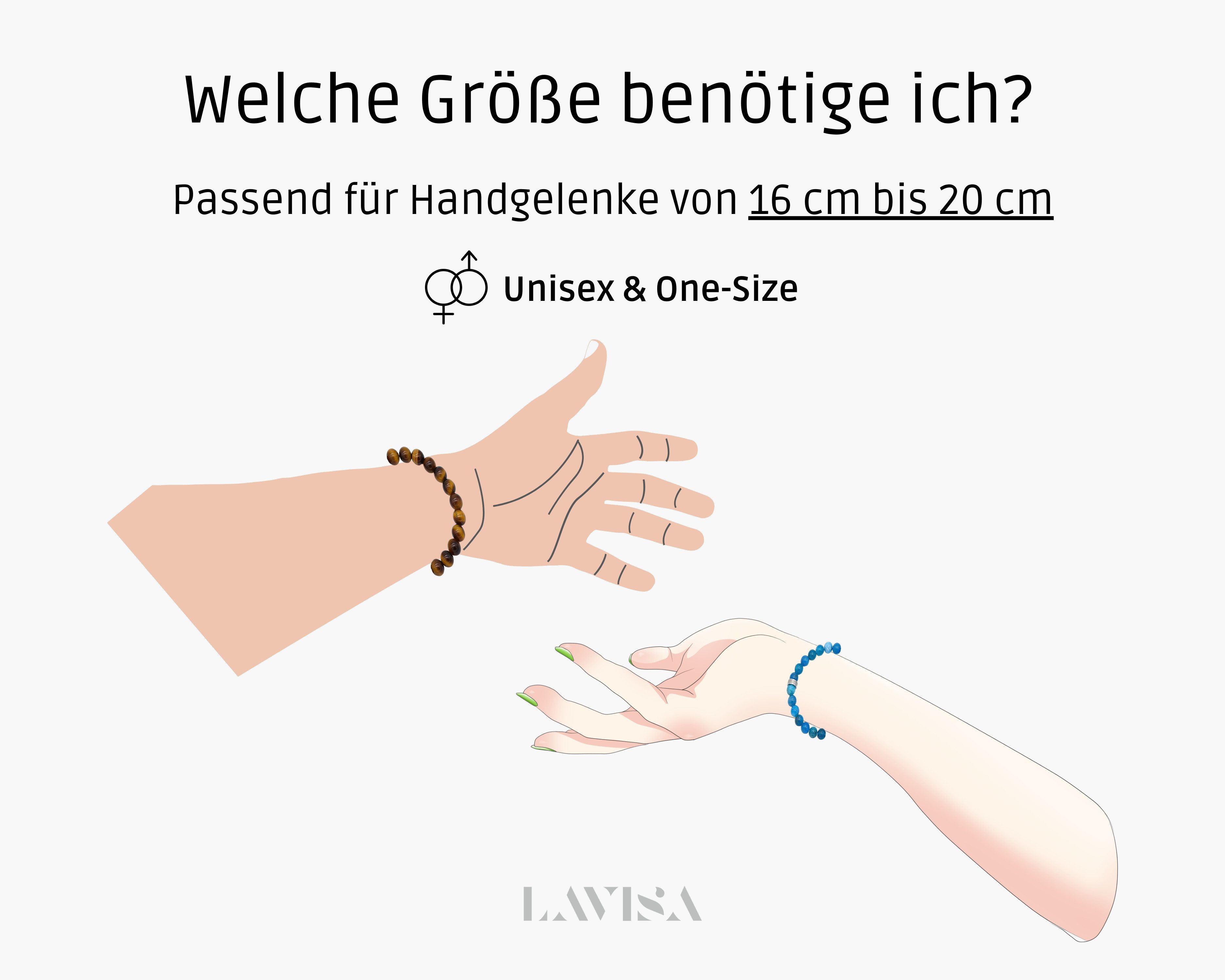 LAVISA Armband Armband 6mm Echte Edelstein Perlen, Kristalle, Heilsteine, Onesize, Echte Edelsteine, Rostfreies Edelstahl, Wasserfest