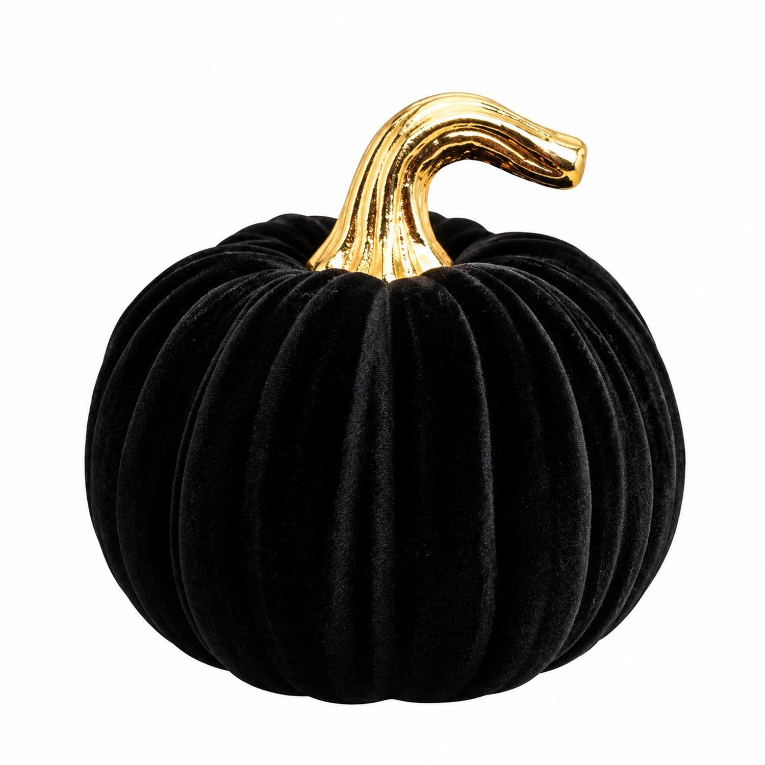 CHAKS Dekoobjekt Kürbis 15 cm, Schwarz Gold - Halloween Dekoration