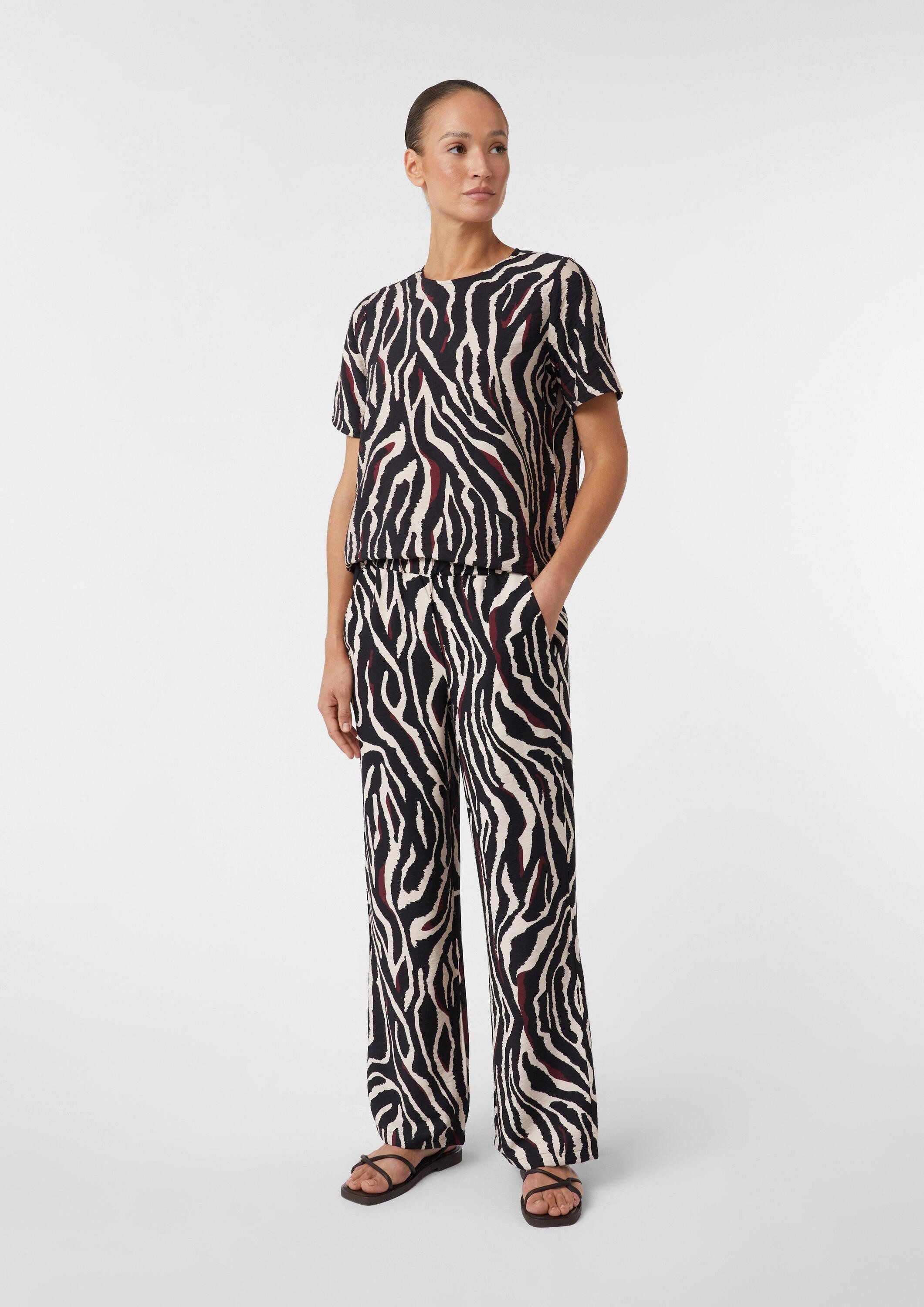 comma Chinos Hose Wide-Leg-Hose mit All-over-Print und Eingrifftaschen günstig online kaufen