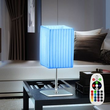 etc-shop LED Tischleuchte, Leuchtmittel inklusive, Warmweiß, Farbwechsel, Tisch Lampe weiß dimmbar Fernbedienung Textil Lese Leuchte