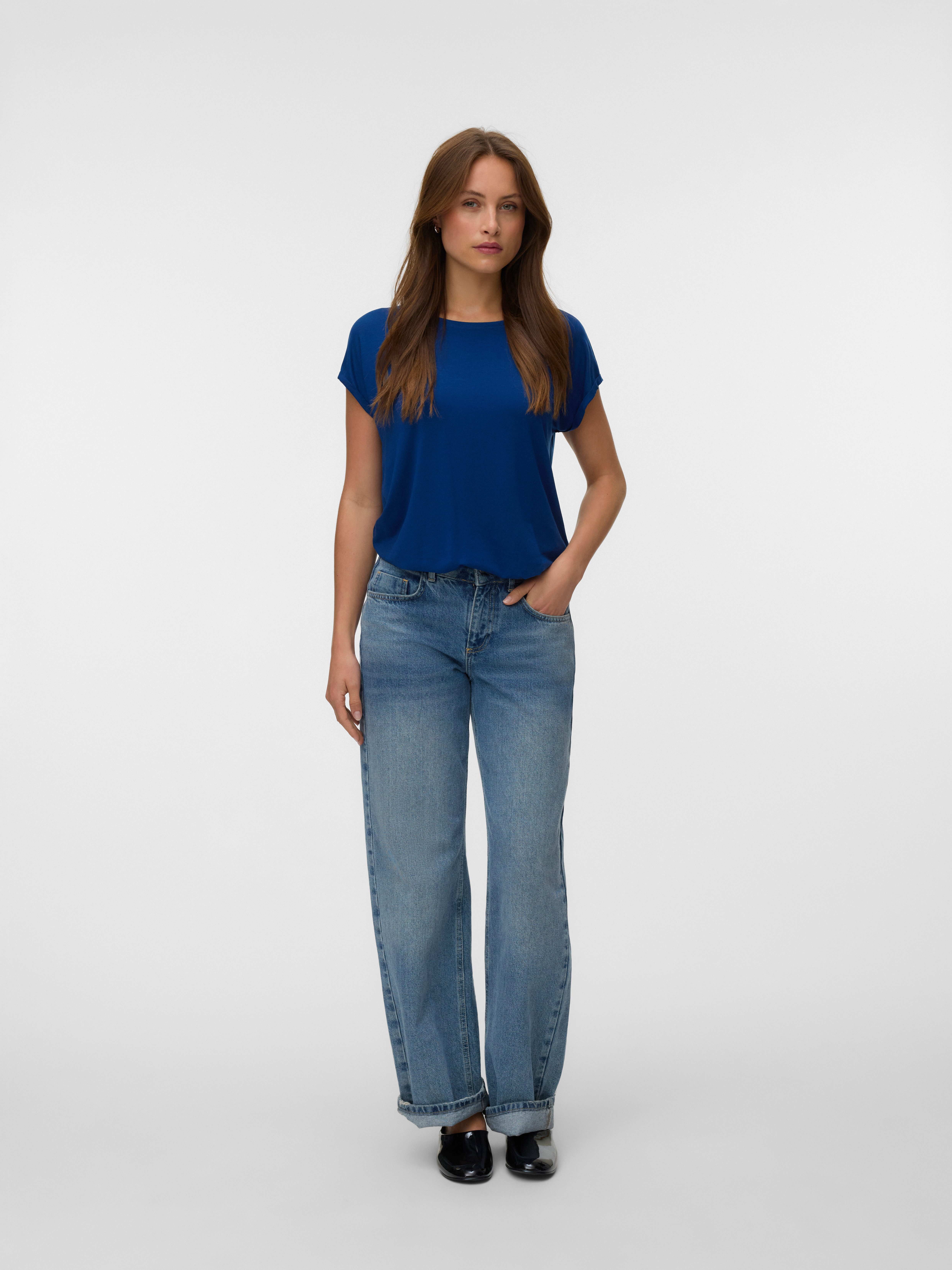 Vero Moda T-Shirt VMAVA PLAIN SS TOP JRS NOOS Materialmix, regular fit – Bild 5 von 5