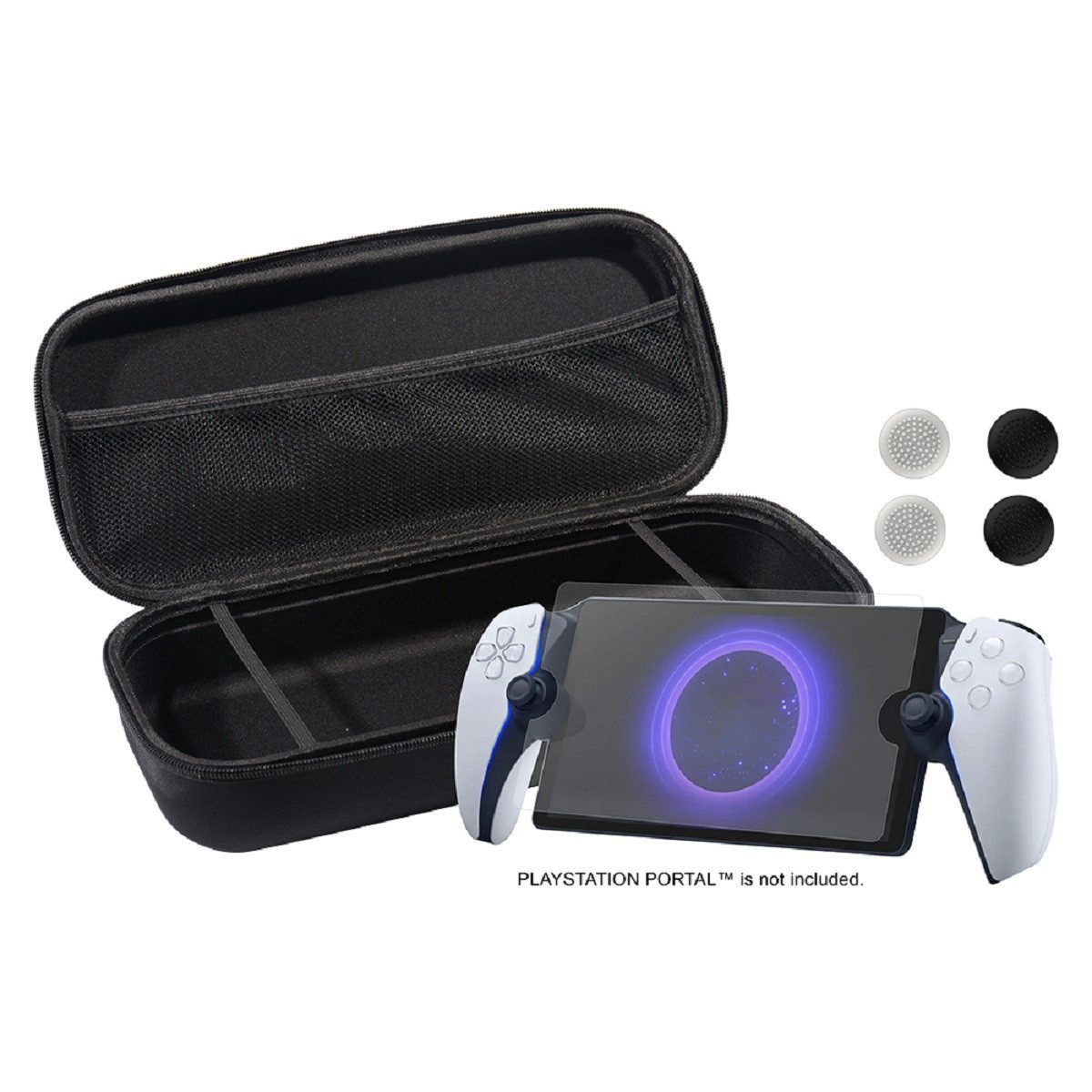 Qware Gaming Schutz-Set Schutz-Set mit Case, Schutzglas & Thumb Grips für PS5 Portal