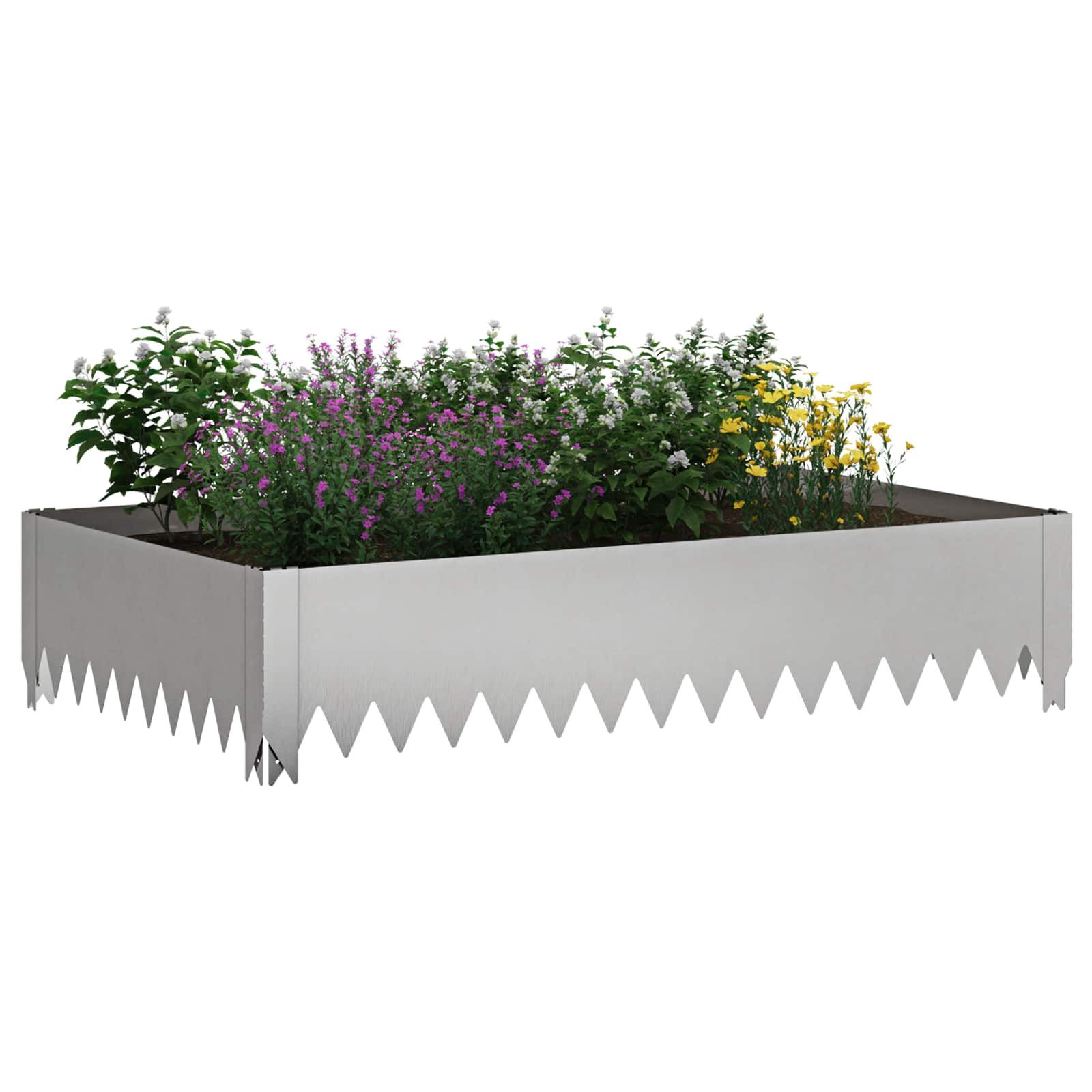 vidaXL Beetumrandung Raseneinfassung 4 stk. 100 x 60 x 20 cm Stahl Silber