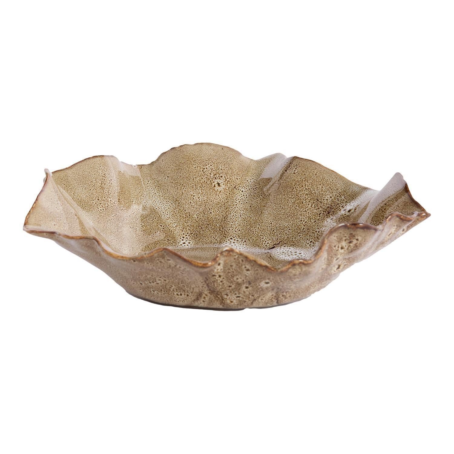 Light & Living Dekoschale BANDA, B 21,5 x H 6,5 x T 18,5 cm, Beige-Braun, (1 St), Keramik, mit gewelltem Rand