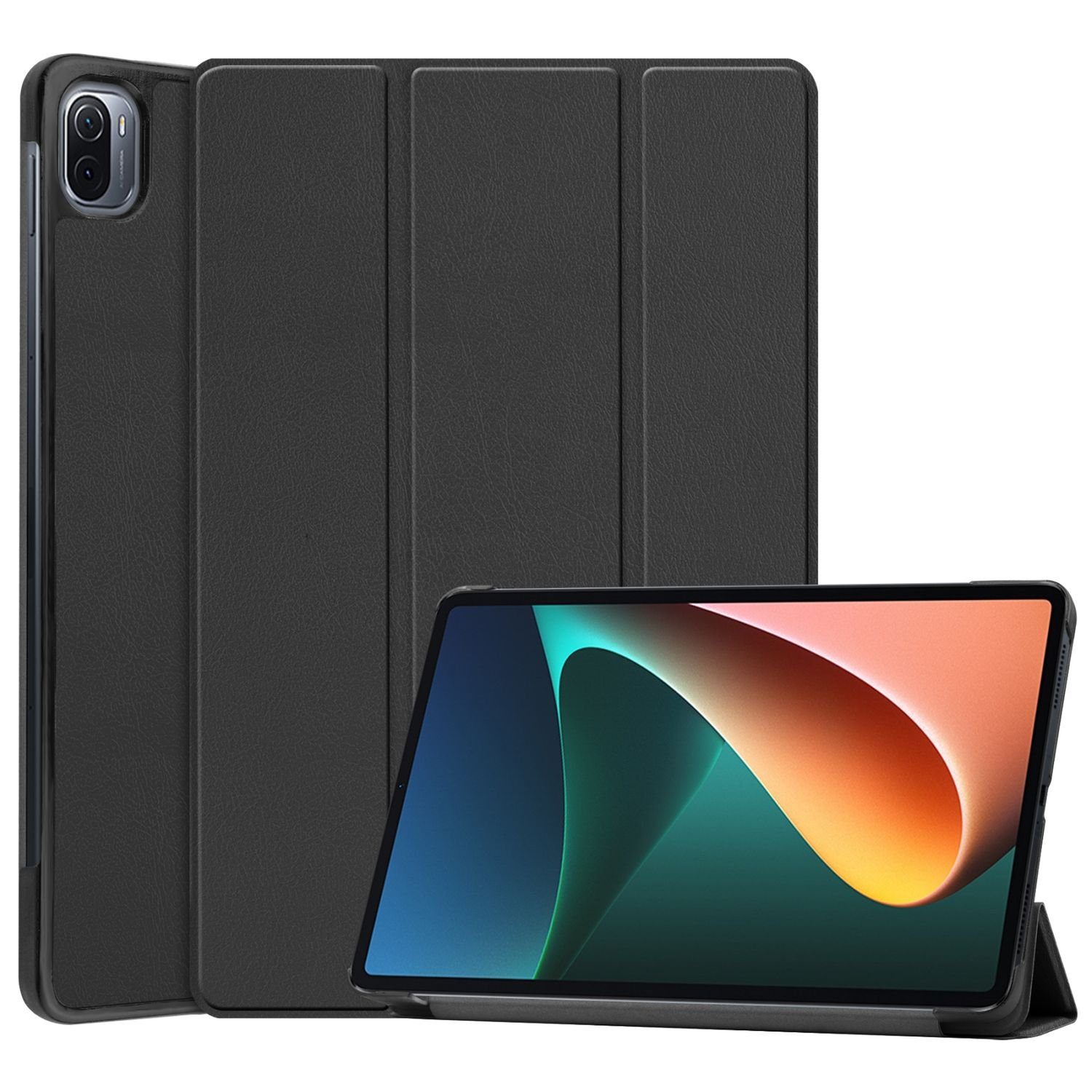 König Design Tablet-Hülle, Tablethülle für Xiaomi Mi Pad 5 Schutztasche  Wallet Cover 360 Case Etuis Schwarz