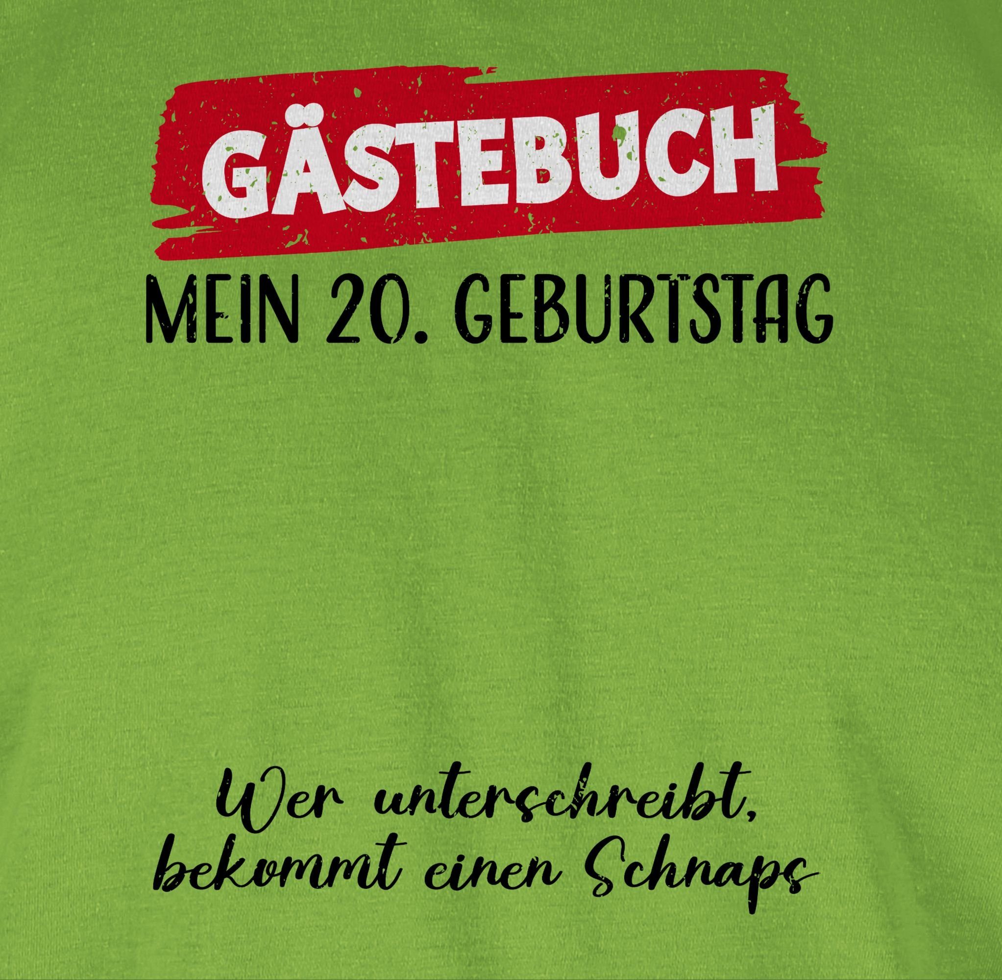 20. Geburtstag T-Shirt Geburtstag 20. Gästeliste 2 Hellgrün Unterschrift Lustig Gäste Gästebuch Shirtracer -