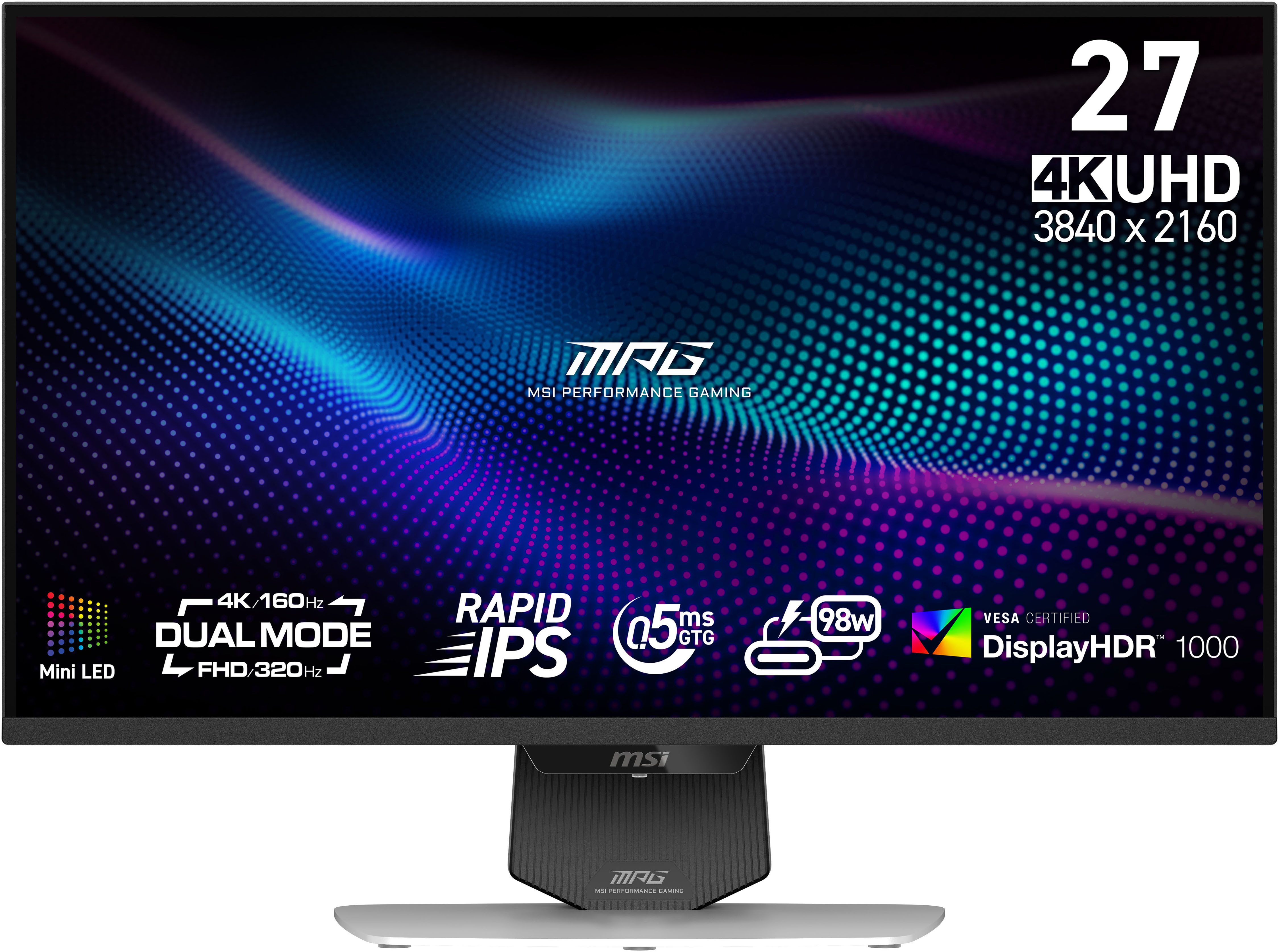 MSI MPG 274URDFW E16M Gaming-Monitor (69 cm/27 ", 3840 x 2160 px, 4K Ultra HD, 0,5 ms Reaktionszeit, 160 Hz, Rapid IPS, MSI MPG 274URDFWDE E16M 68,58cm)