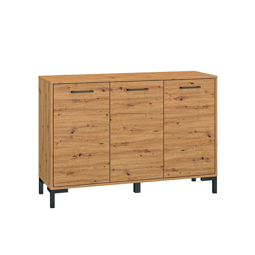 Lomadox Sideboard NASSAU-131, mit 3 Türen in Eiche Nb., ca. 120/83/40 cm