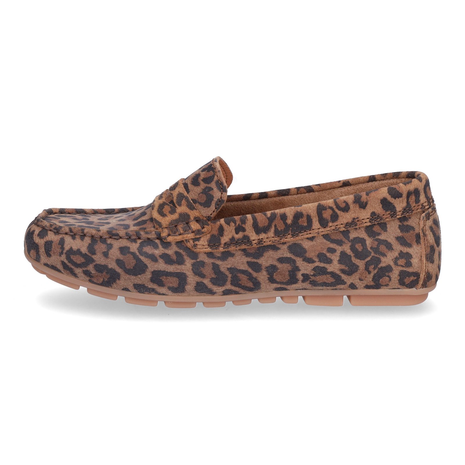MIDS MIRELLA Damen Mokassin Animalprint leo Slipper aus Rauleder mit Leder-Innensohle & Gummisohle