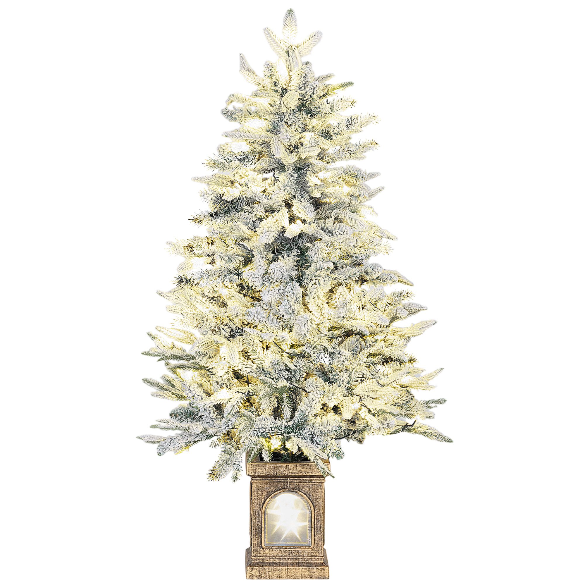 HOMCOM Künstlicher Weihnachtsbaum Flammbeständig, Tannenbaum, 100 LEDs, 8 Modi, Grün