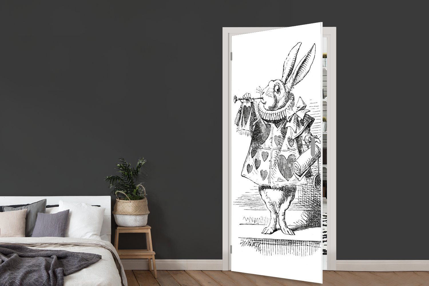 MuchoWow für (1 Kaninchen, Türaufkleber, Matt, bedruckt, cm St), Fototapete 75x205 Türtapete Tür,