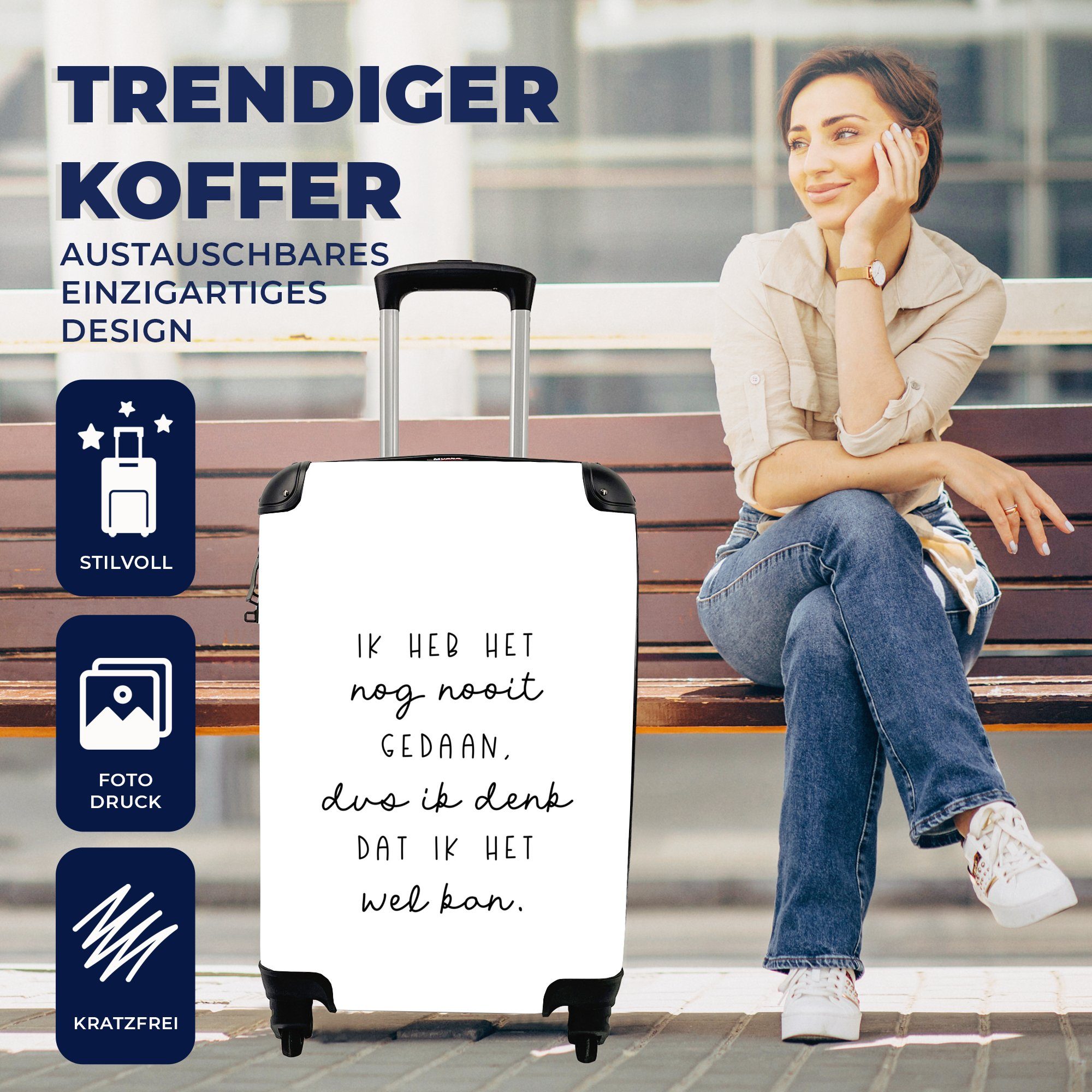 noch mit Handgepäckkoffer Trolley, Handgepäck Reisekoffer habe Zitate Ferien, gemacht Baby - nie Rollen, - ich 4 - Reisetasche für Kinder - Pippi, es rollen, So MuchoWow