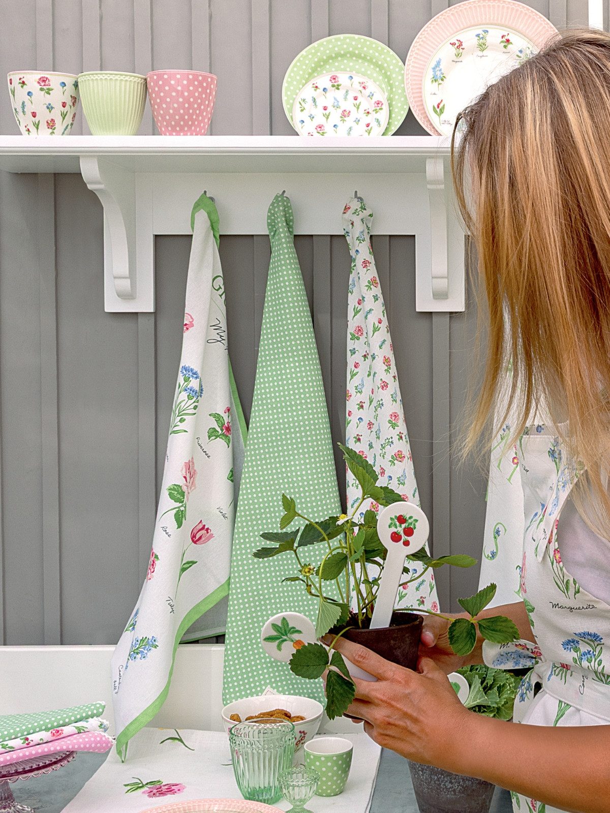 Greengate Geschirrtuch Agnes Geschirrtuch bedruckt white 70x50cm