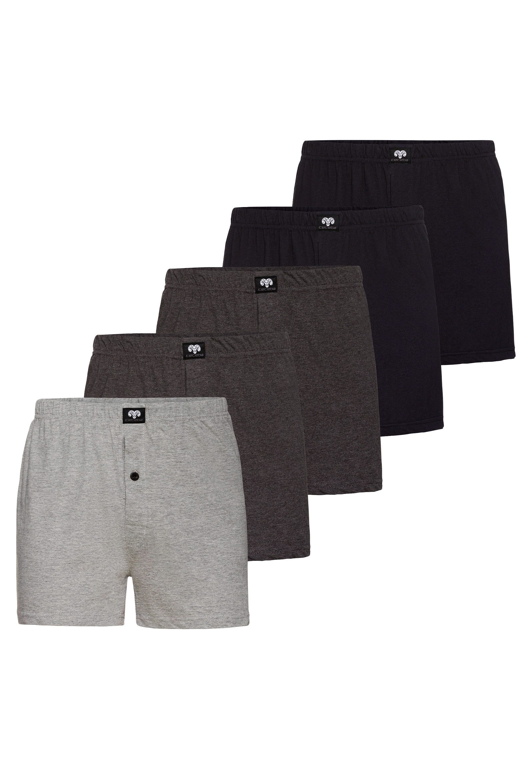 CECEBA Boxershorts CECEBA Herren Boxershort grau uni 5er Pack (5-St)