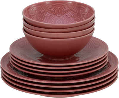 CreaTable Тарелки-Set Orient Mandala (12-tlg), 4 Personen, Porzellan, Тарелка обеденная, Десертная тарелка und Schalen im Set