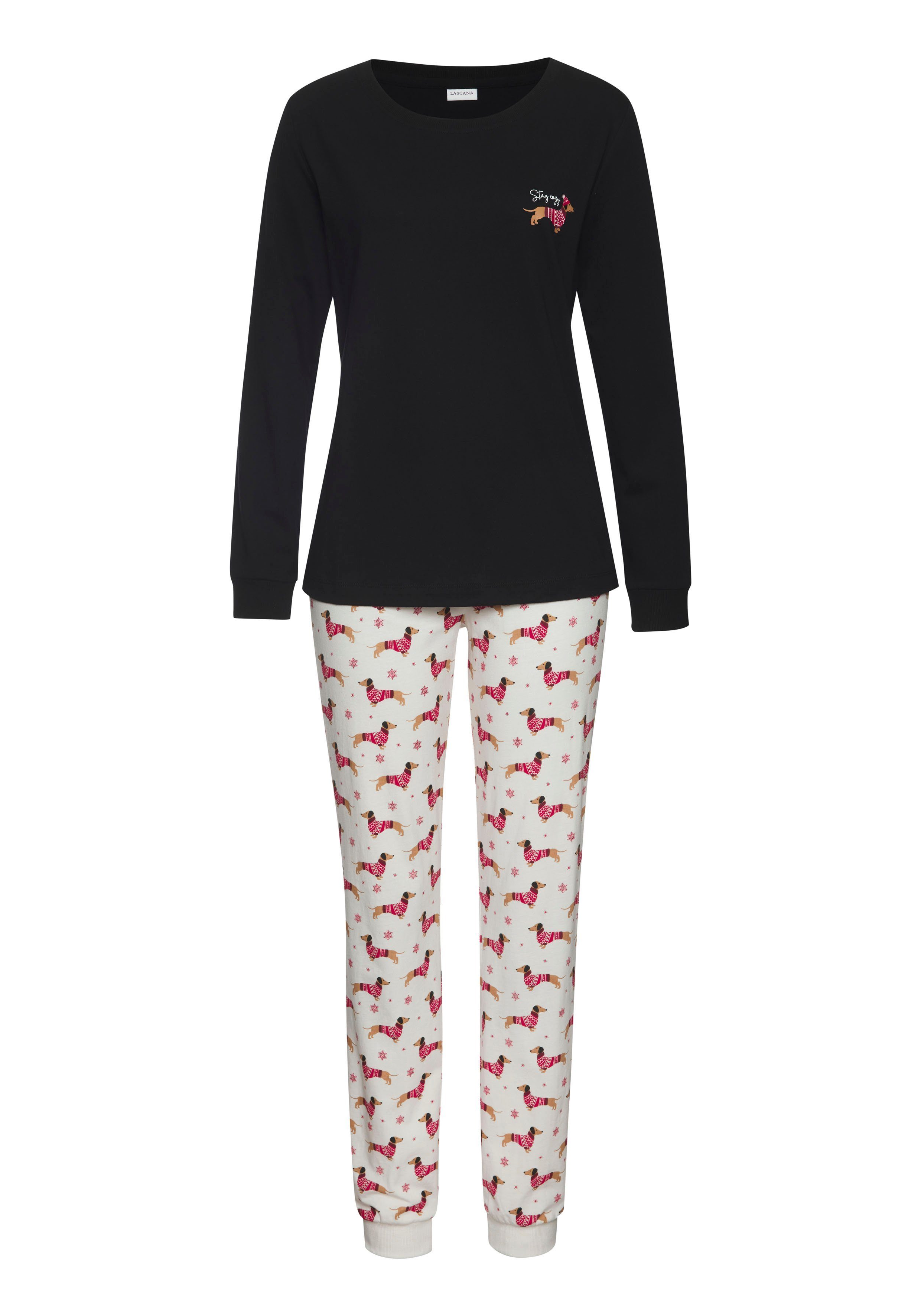 LASCANA Pyjama (Set, 2 tlg) mit süßem Dackel-Motiv. € 39,99