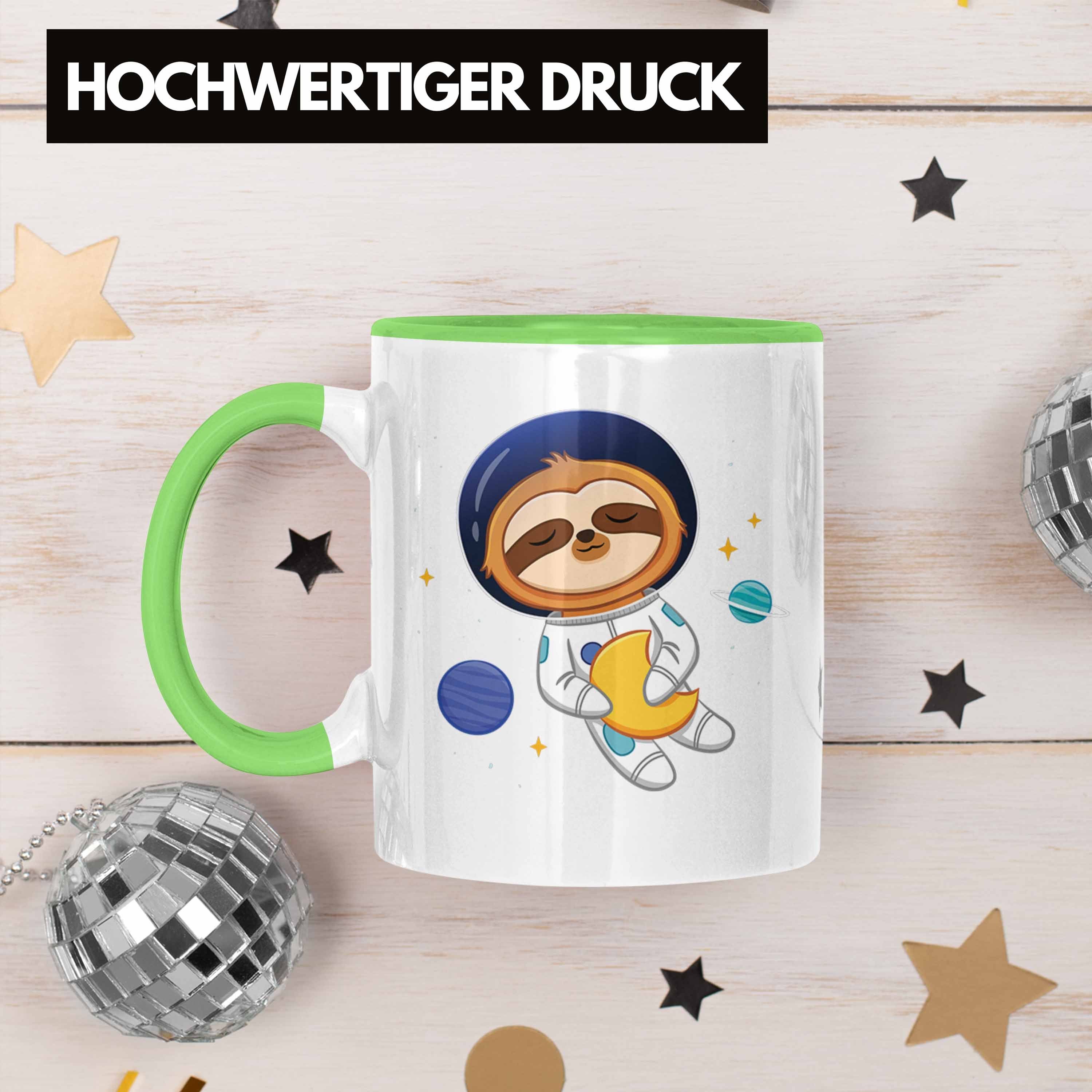 - Trendation Galaxie Jungs Tasse Faultier Süße Jungen Trendation Grafik Coole Geschenkidee Weltall Grün Tasse Geschenk