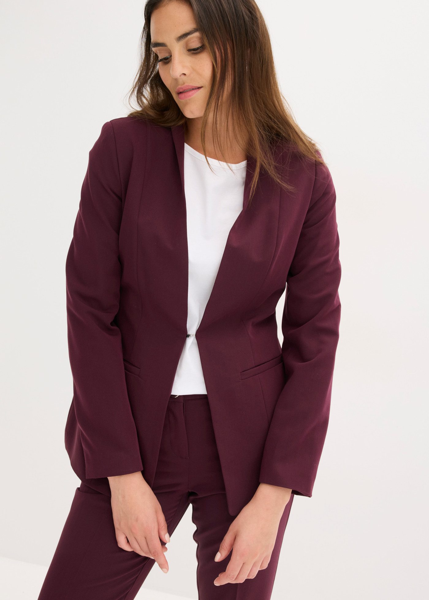 bonprix Hosenanzug (Set, 2-tlg) zweiteiliges Set, mit Gürtelschlaufen, Regular Fit, Kurzgröße