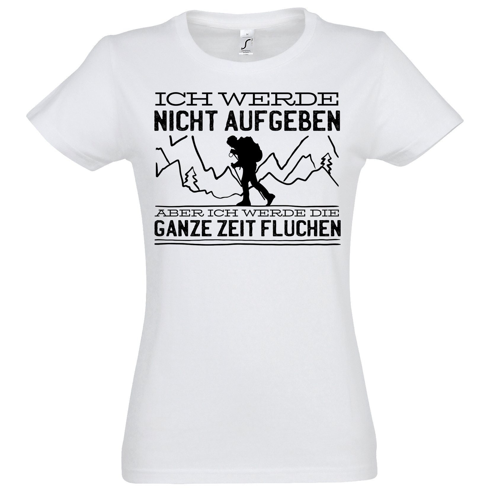 Youth Designz T-Shirt Nicht Aufgeben Wandern Damen T-Shirt mit trendigem Frontprint Weiss
