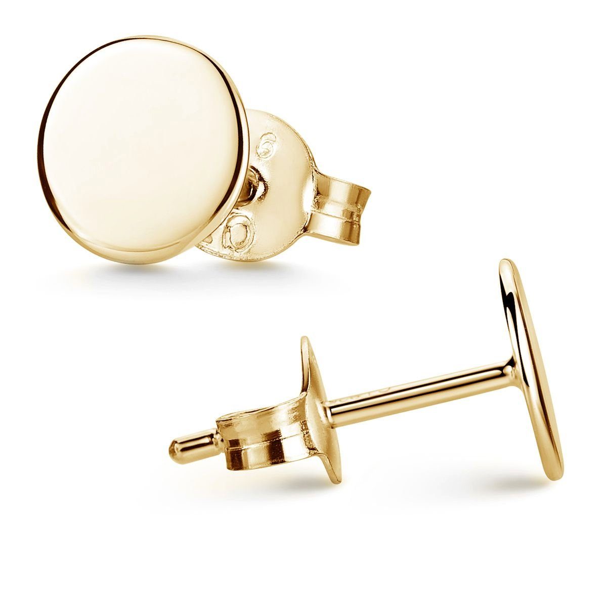 Materia Paar Ohrstecker Plättchen Basic Gelbgold Ohrringe klein 3-7mm SO-383, Sterlingsilber, vergoldet