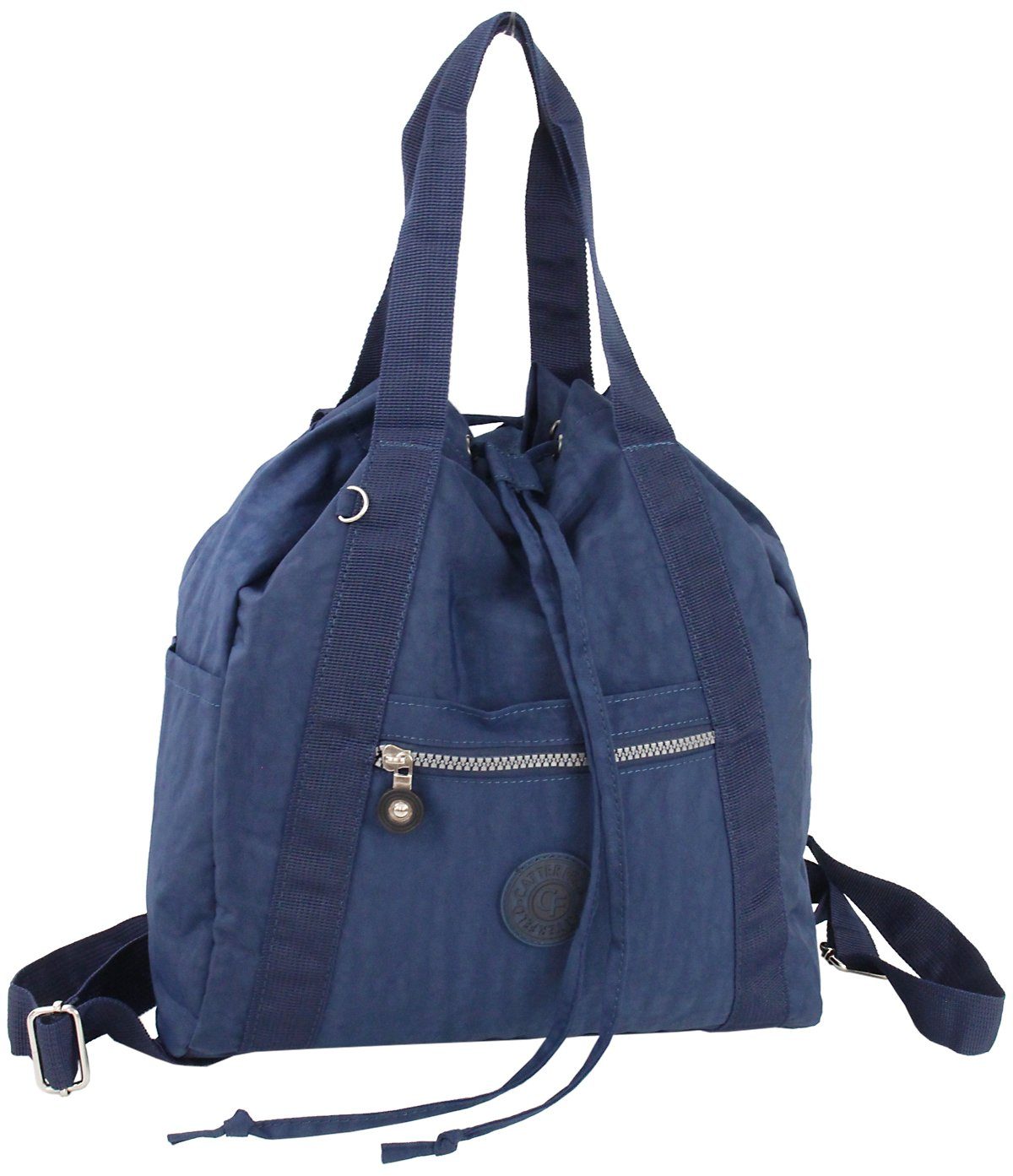 in 2in1 Handtasche Navy-Blau Cityrucksack und CATTERFELD leichter Freizeitrucksack/Schultertasche, Einem, CF Leicht