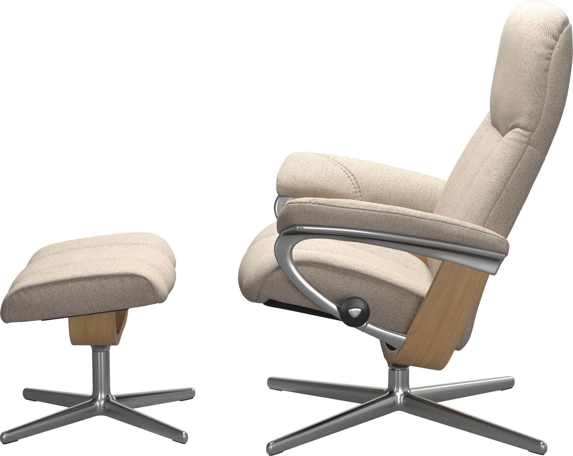 Consul S, mit Cross Eiche Relaxsessel (Set, L, Holzakzent Base, Relaxsessel Hocker, mit M Stressless® & Hocker), mit Größe